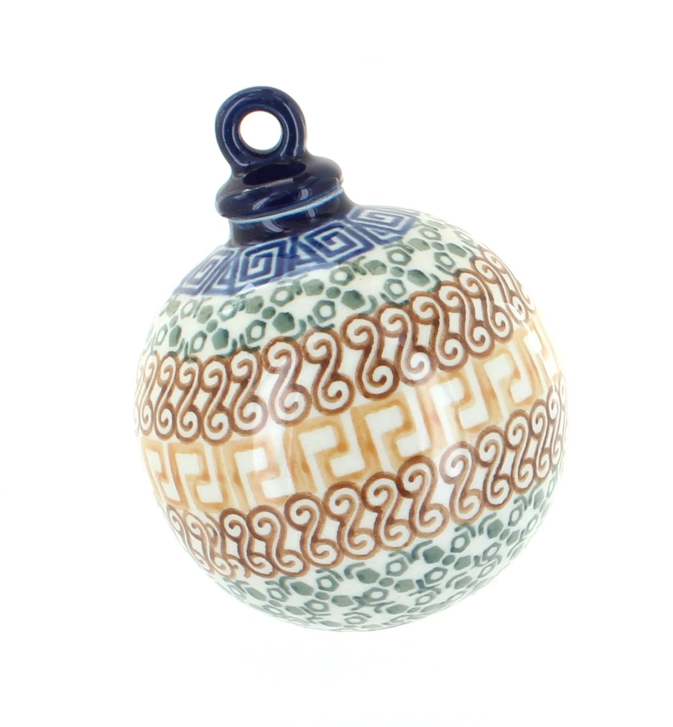 Blue Rose Polish Pottery Athena Large Round Christmas