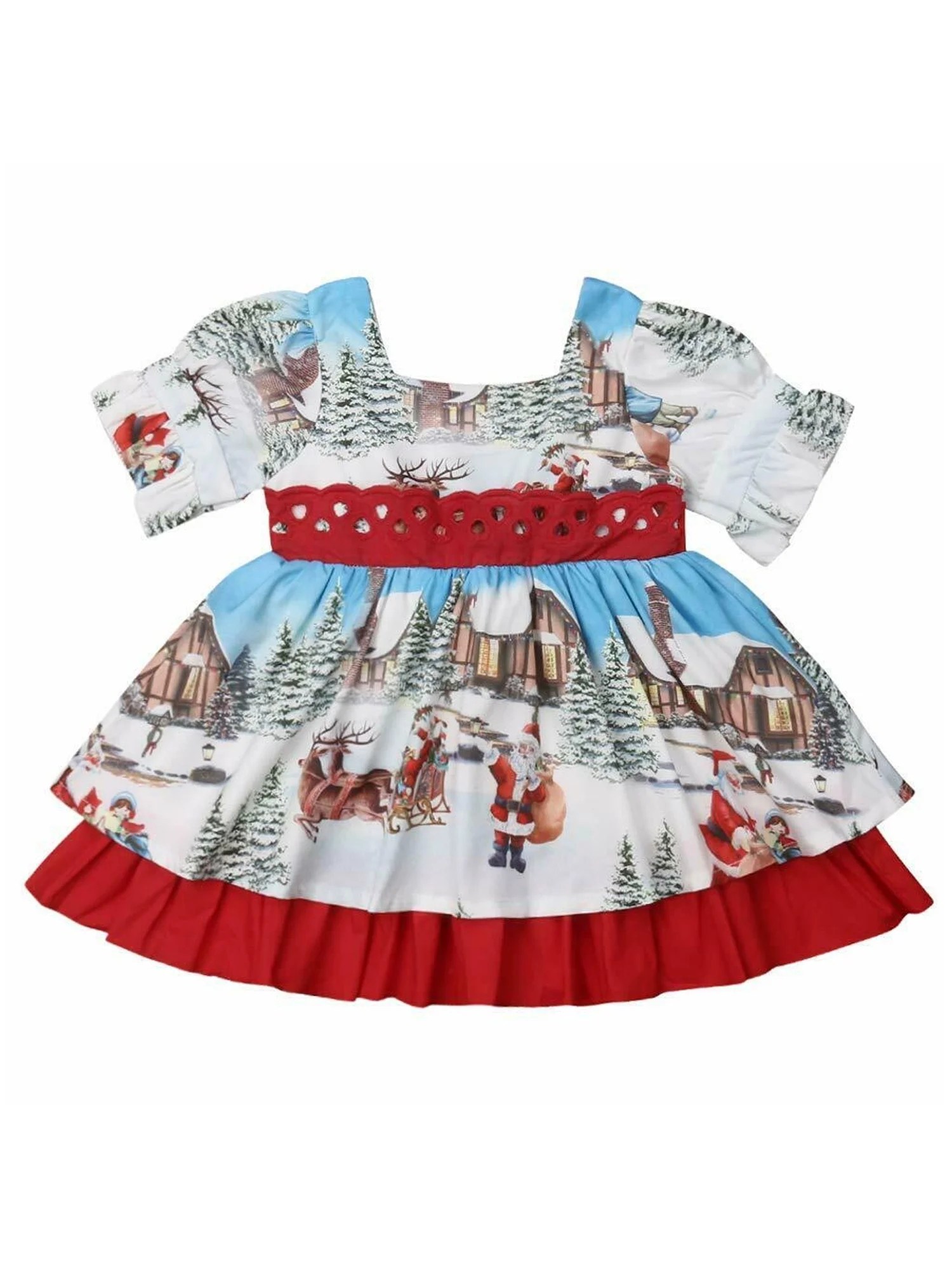 Toddler Christmas Outfits 2023 Toddler Baby Girl Christmas Dress Outfit Long Sleeve Playwear Kids
