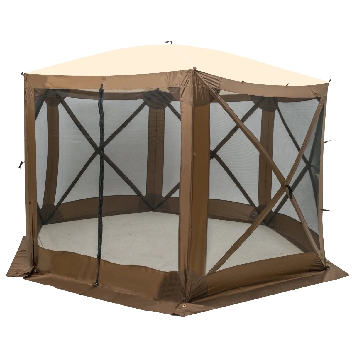 Portable Pop Up 6 Sided Canopy Pop Up Gazebo Tent with Mosquito Net