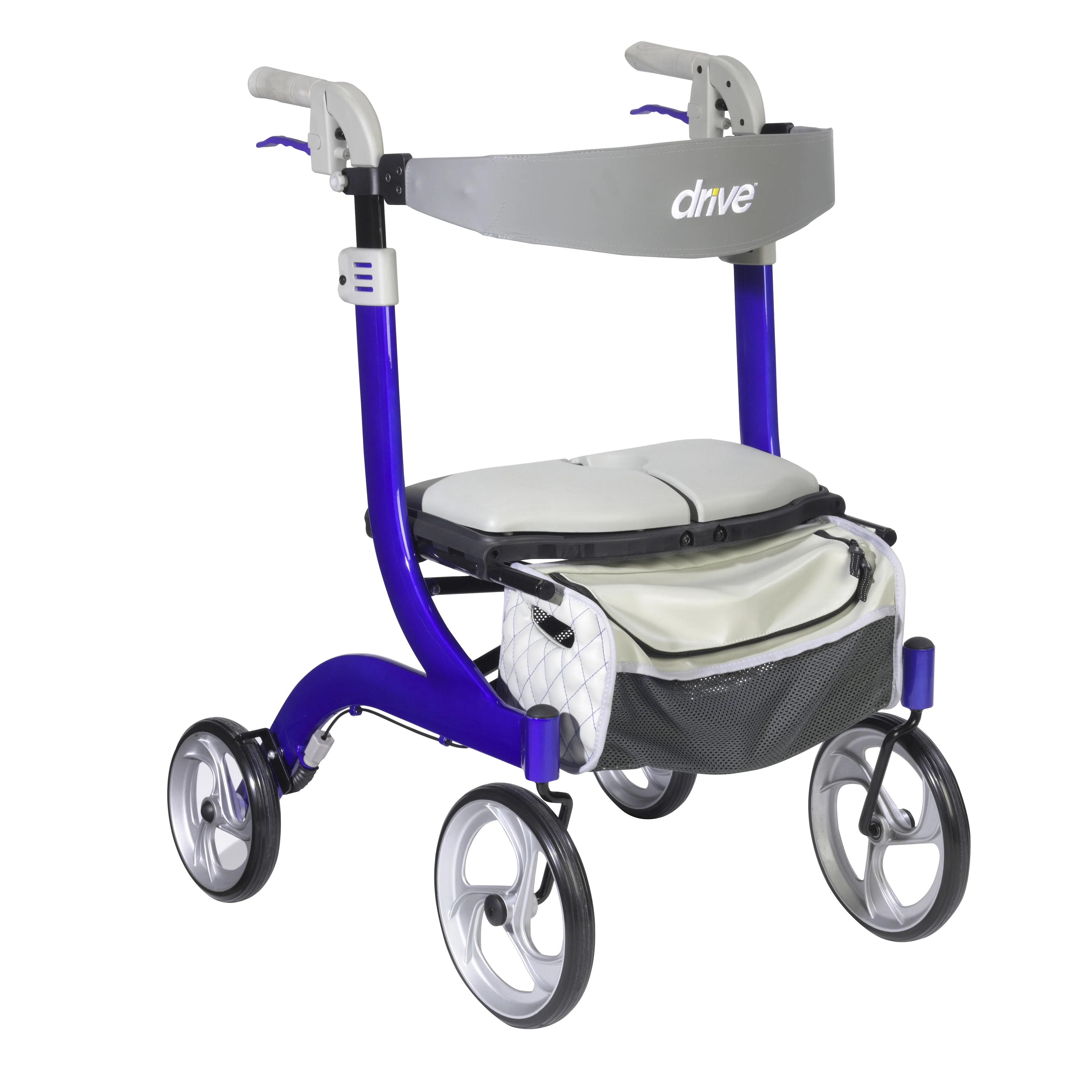 Drive Medical Nitro DLX Euro Style Rollator Rolling Walker, Sleek Blue