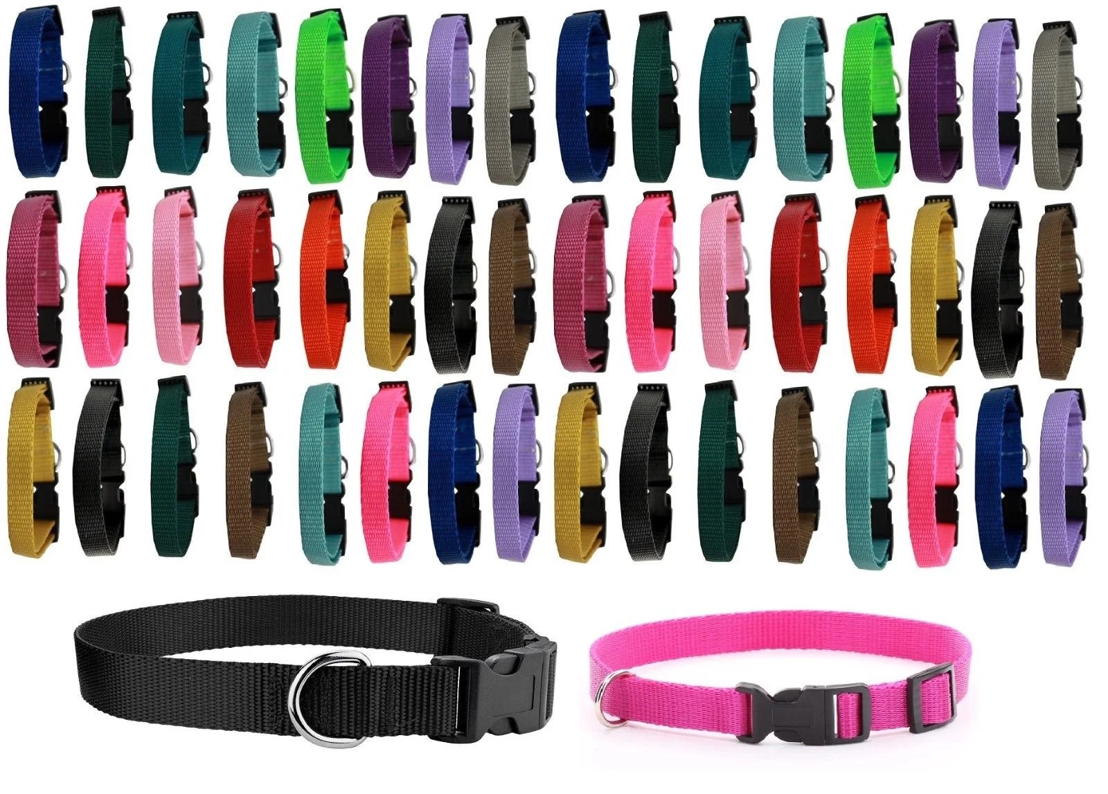 Dog Collar Shelter Rescue Vet Bulk Pack 50 Assorted Color Adjustable