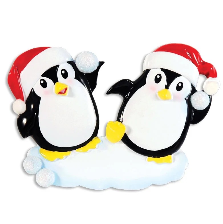 PERSONALIZED CHRISTMAS ORNAMENTS COUPLES PENGUIN SNOWBALL COUPLE KIT