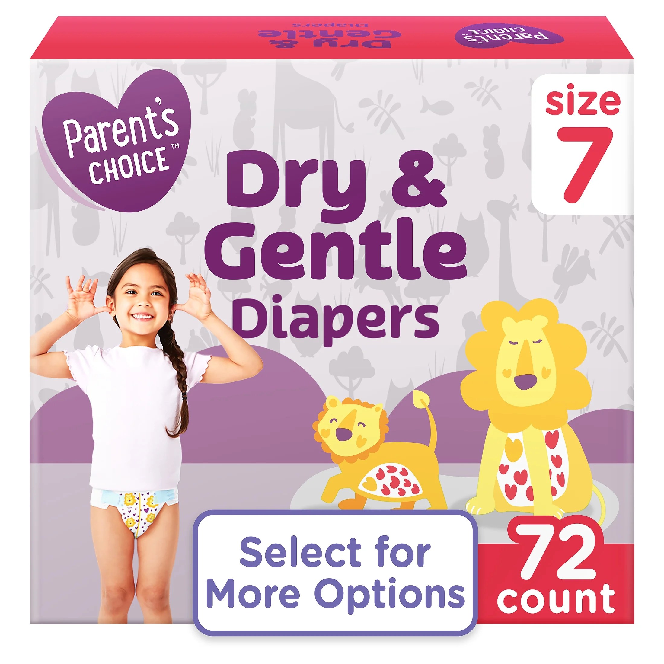 Parent's Choice Dry & Gentle Diapers Size 7, 72 Count (Select for More