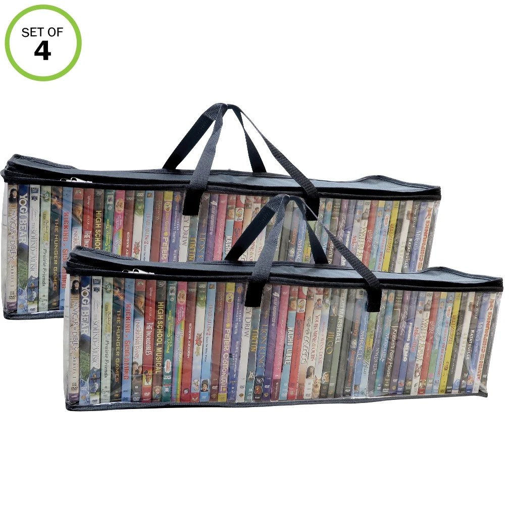 Evelots DVD/BlueRay/VideoStorage BagNEW MODELClearHandleHold 200