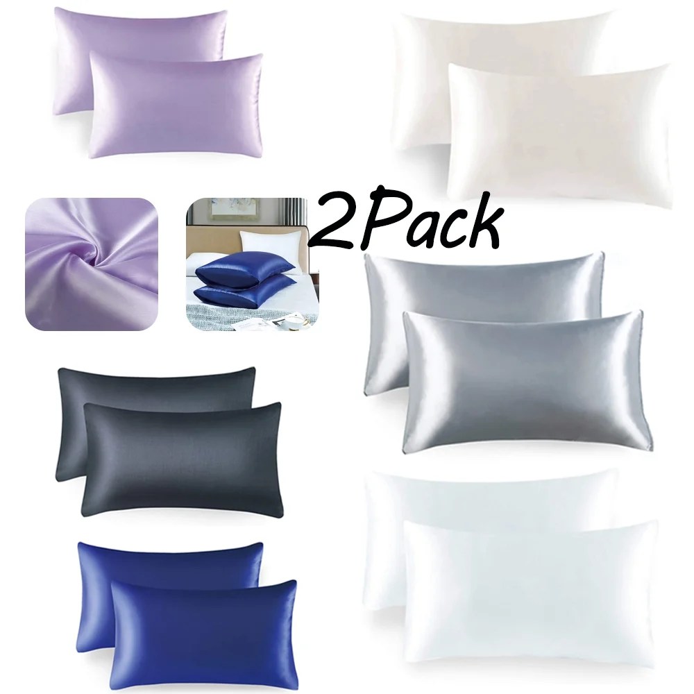 AMERTEER Satin Pillowcase ,2 Pack Silky Pillow Cases for Hair and Skin