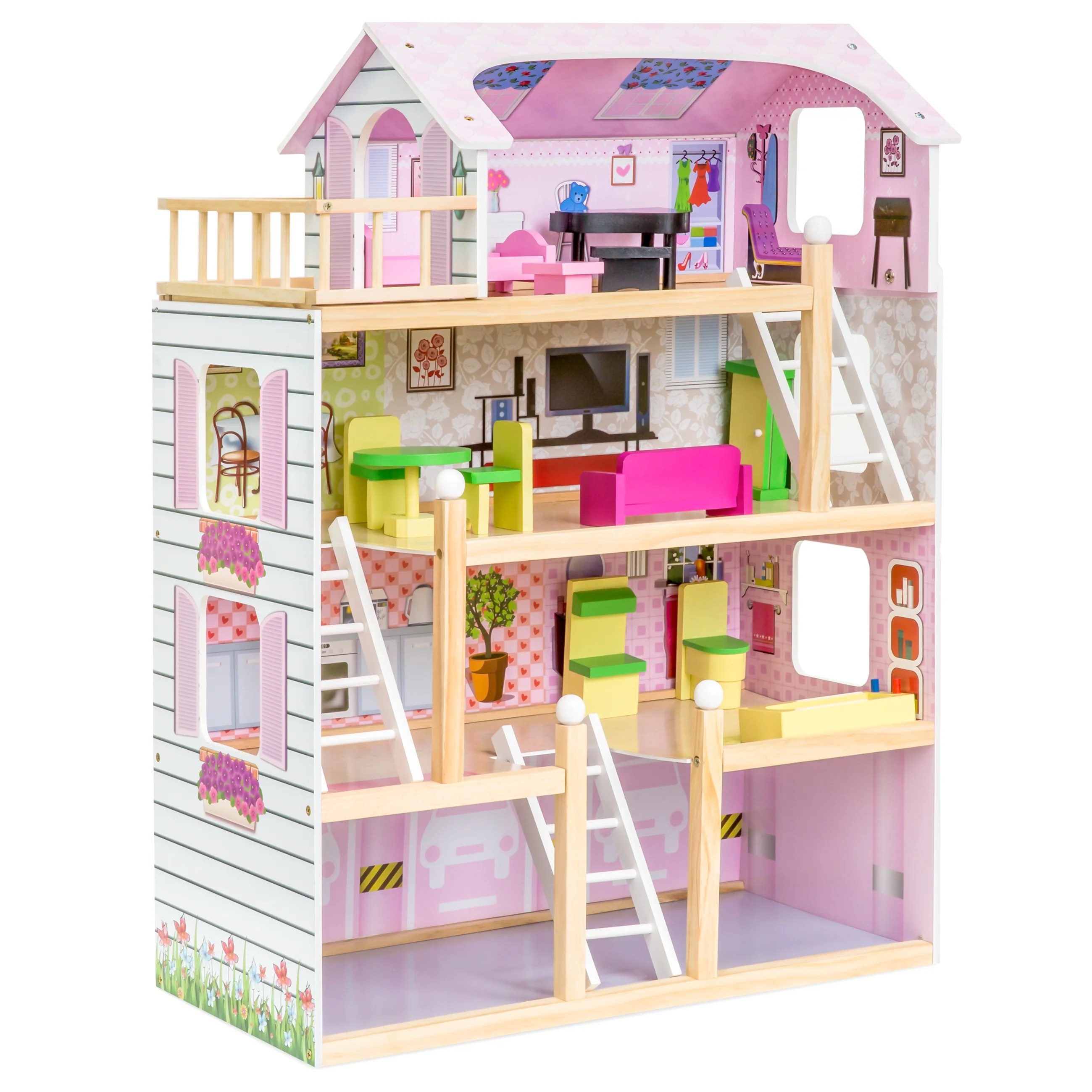 Best Choice Products 4Level 32.25in Kids Wooden Cottage Uptown Best Choice Products 4Level 32.25in Kids Wooden Cottage Uptown