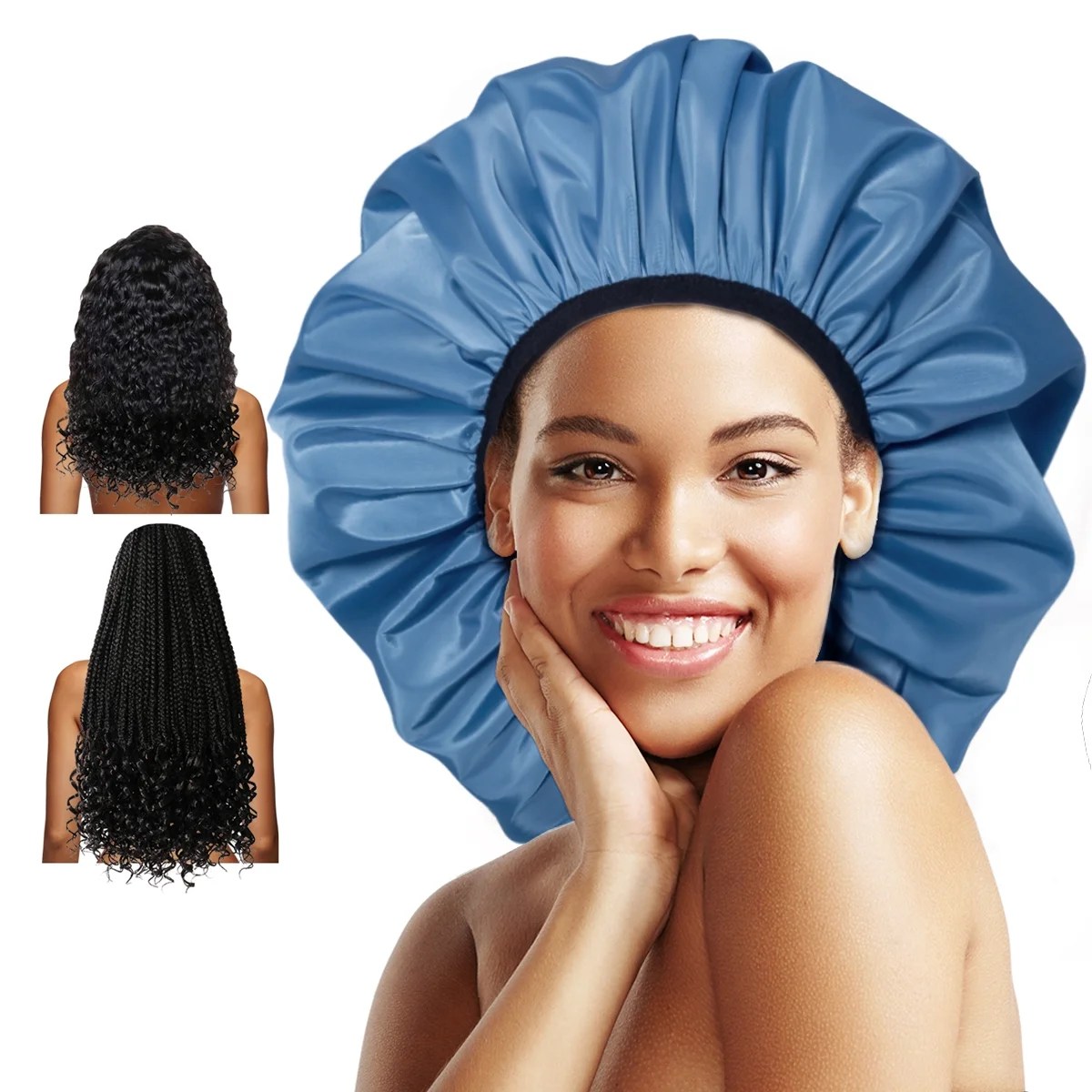 Auban Extra Large Shower Cap, DoubleLayer Waterproof Reusable, XL