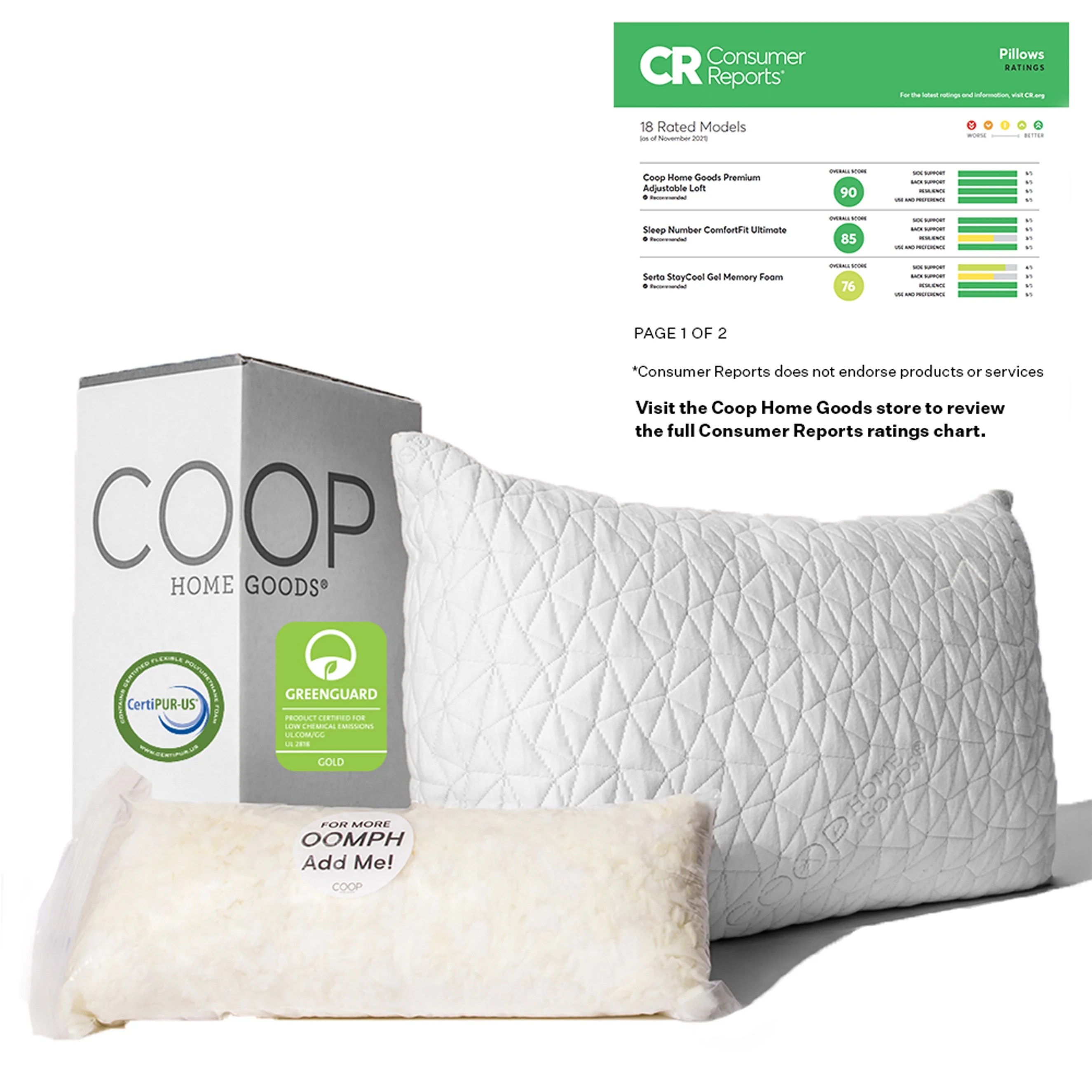 Coop Home Goods Original Loft Pillow Queen Size