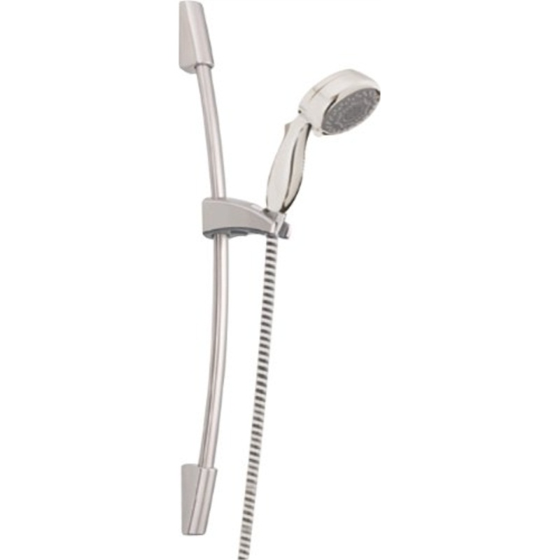 delta 75802sn adjustable height hand held shower head with 28 inch slide bar package, satin