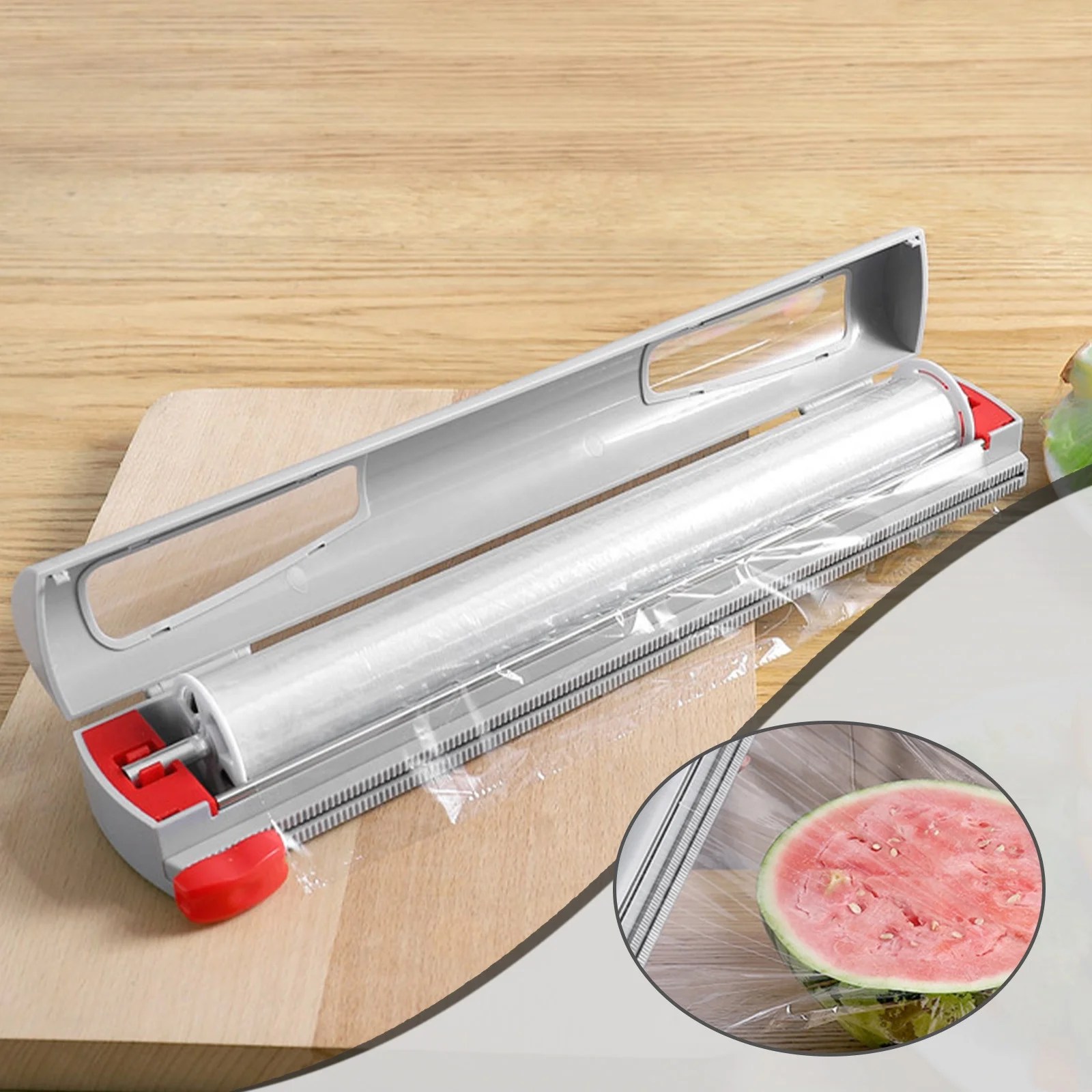 Kitchen Dining Plastic Wrap Dispenser With Cutter Aluminum Foil
