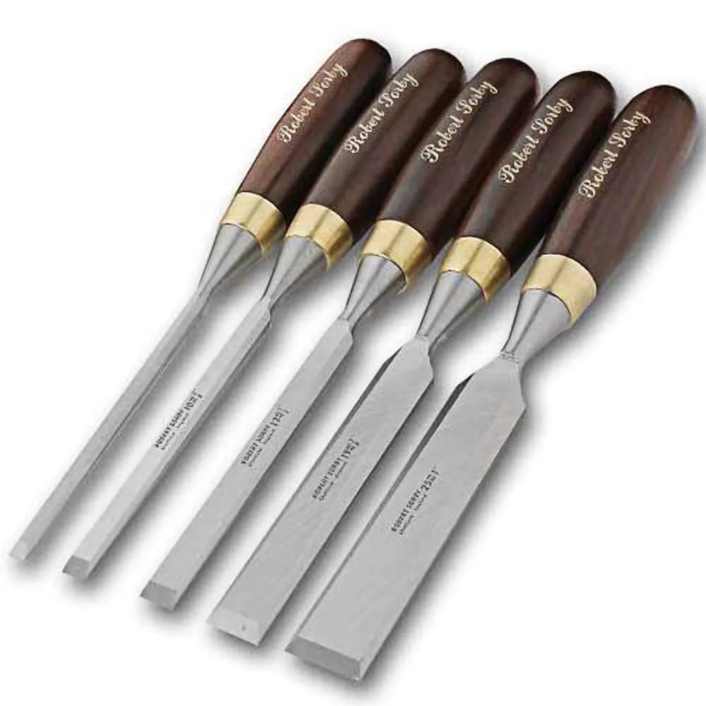 5Pc. Robert Sorby 5520 Gilt Edge Rosewood Chisel Set