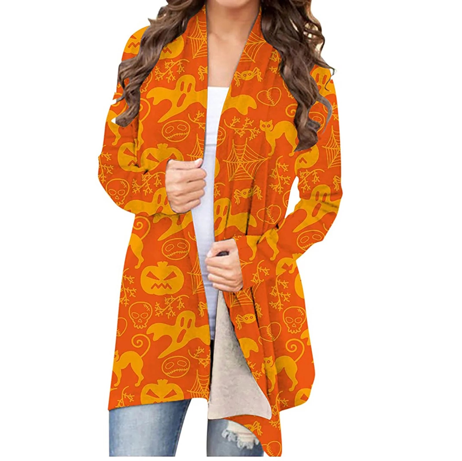 Halloween Cardigan for Women 2022,Women's Plus Size Open Front