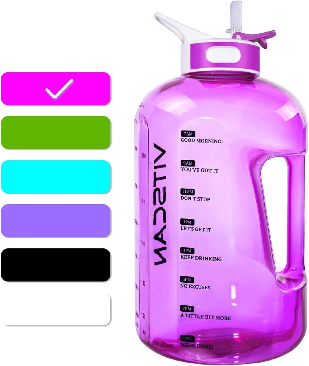 1 Gallon Water Bottle with Straw Motivational Water Bottle with Time Marker, Large Water Bottle