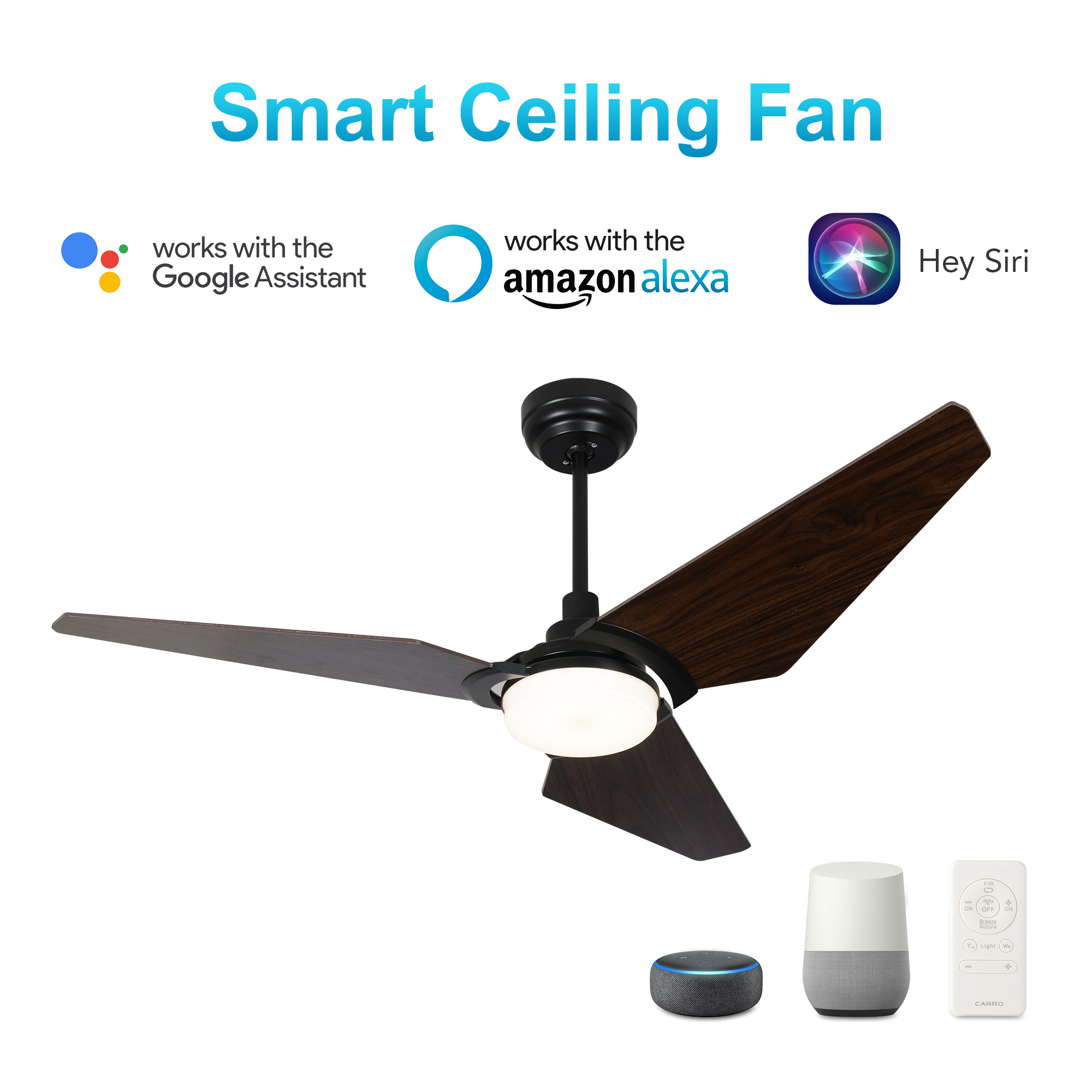 56inch Indoor/Outdoor Smart Ceiling Fan, Dimmable LED Light Kit