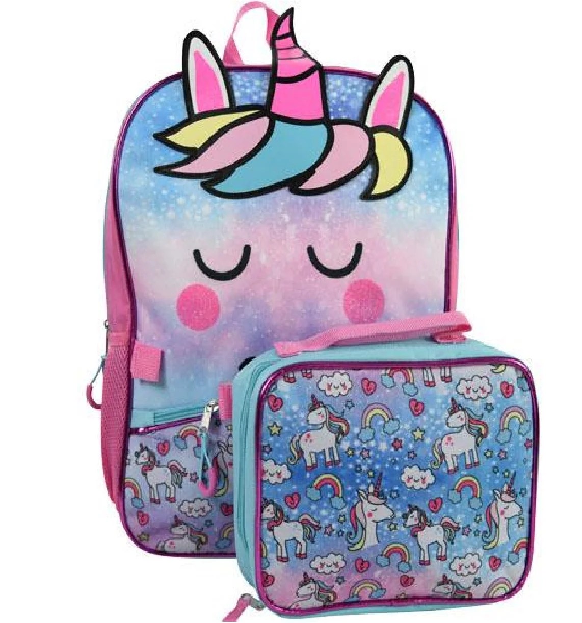 Licensed Unicorn 16" Backpack with Lunch Bag