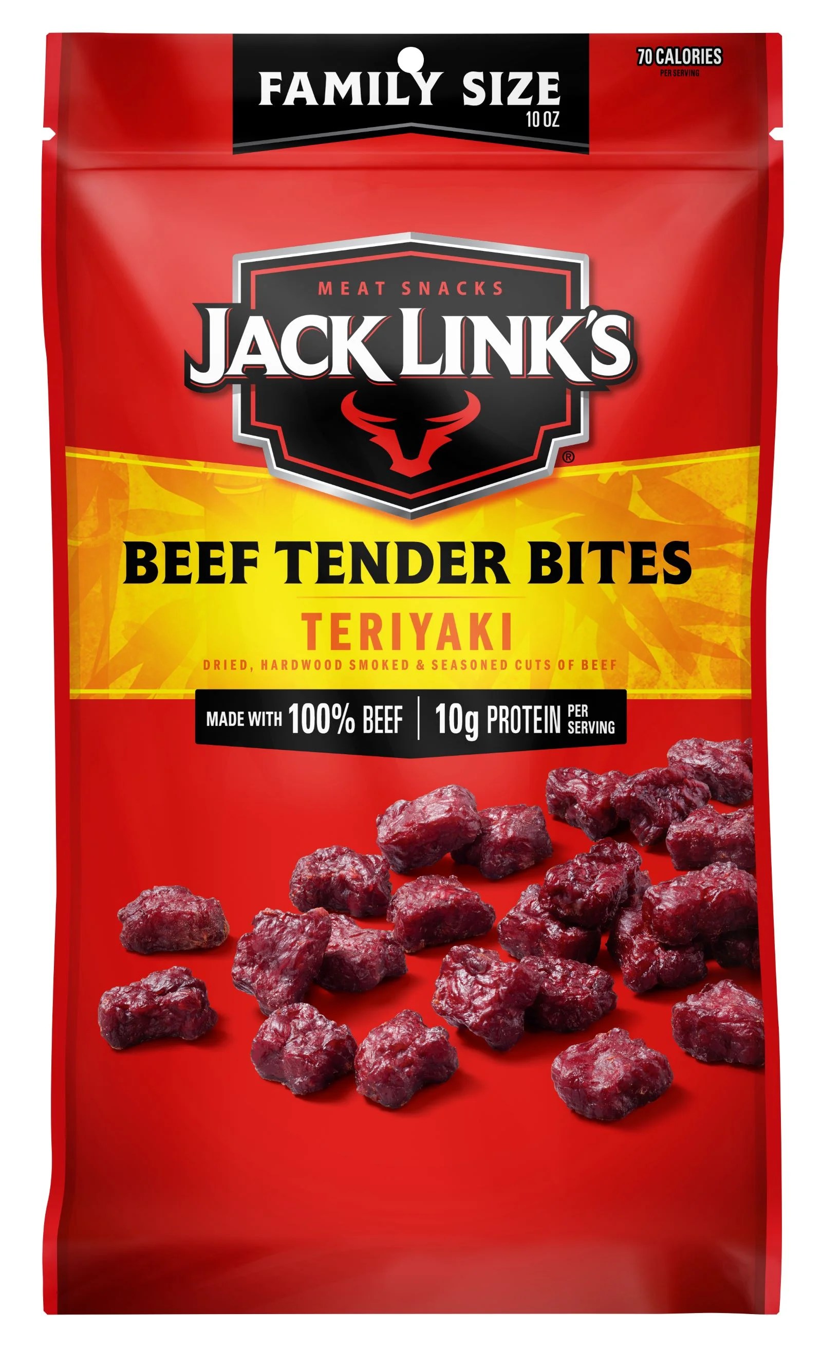 Jack Link’s Beef Tender Bites, 100 Beef, Teriyaki, 10g of Protein Per