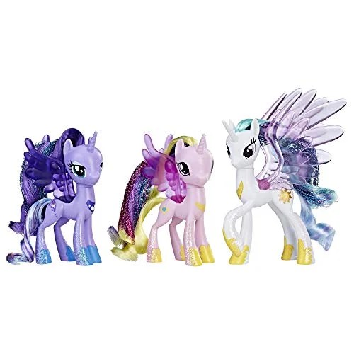 My Little Pony Princess Celestia Luna And Cadance 3 Pack 3 Inch Glitter Unicorn Toys With Wings From The Movie Walmart Com