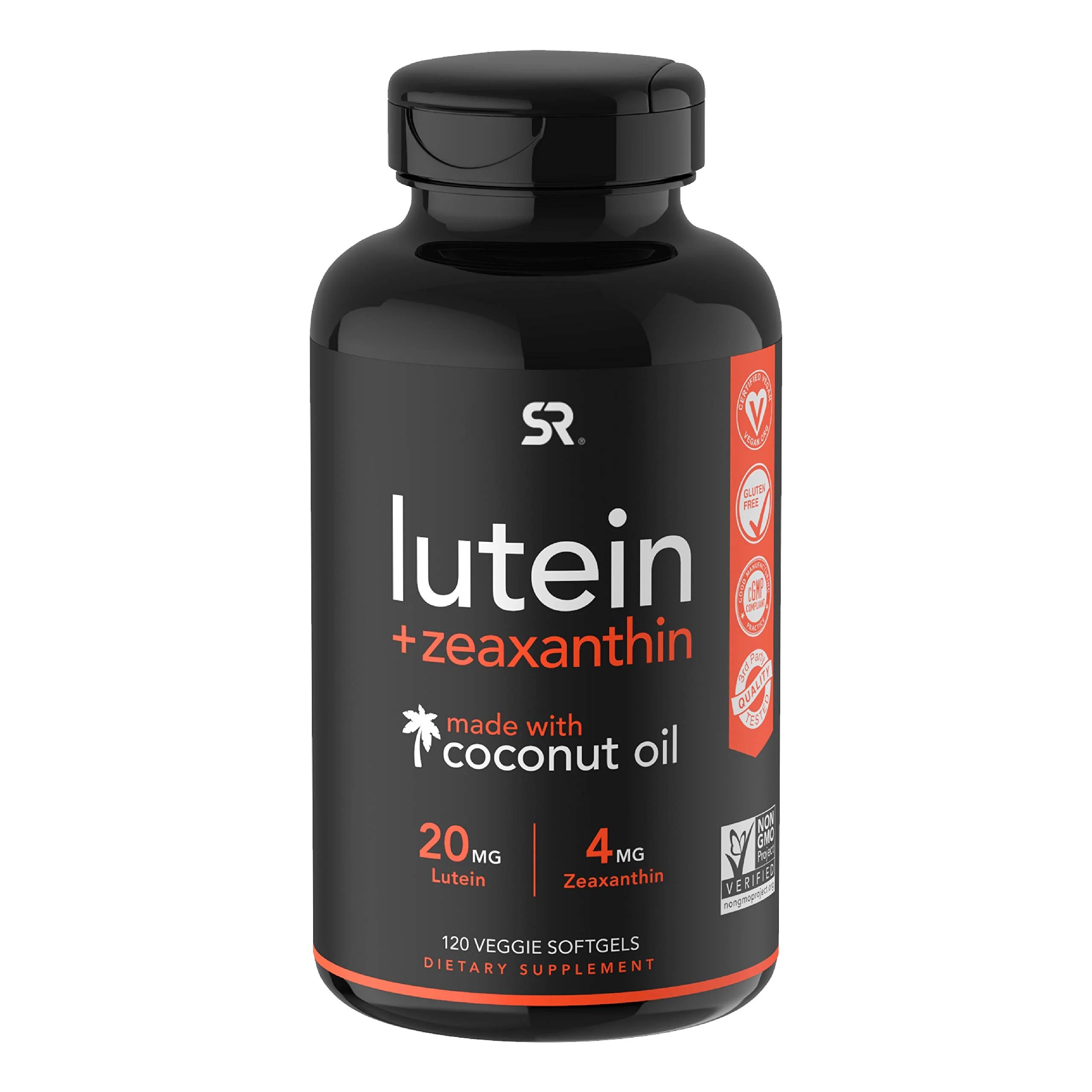 Vegan Lutein + Zeaxanthin (20mg) with Organic Coconut Oil for Better