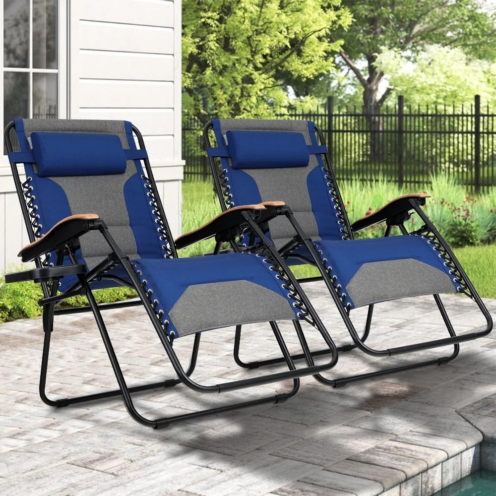 MF Studio Set of 2 Oversized Padded Zero Gravity Chair Heavy Duty Steel