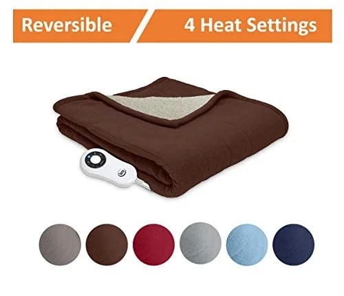 Serta Reversible Sherpa/Fleece Heated Electric Throw Blanket