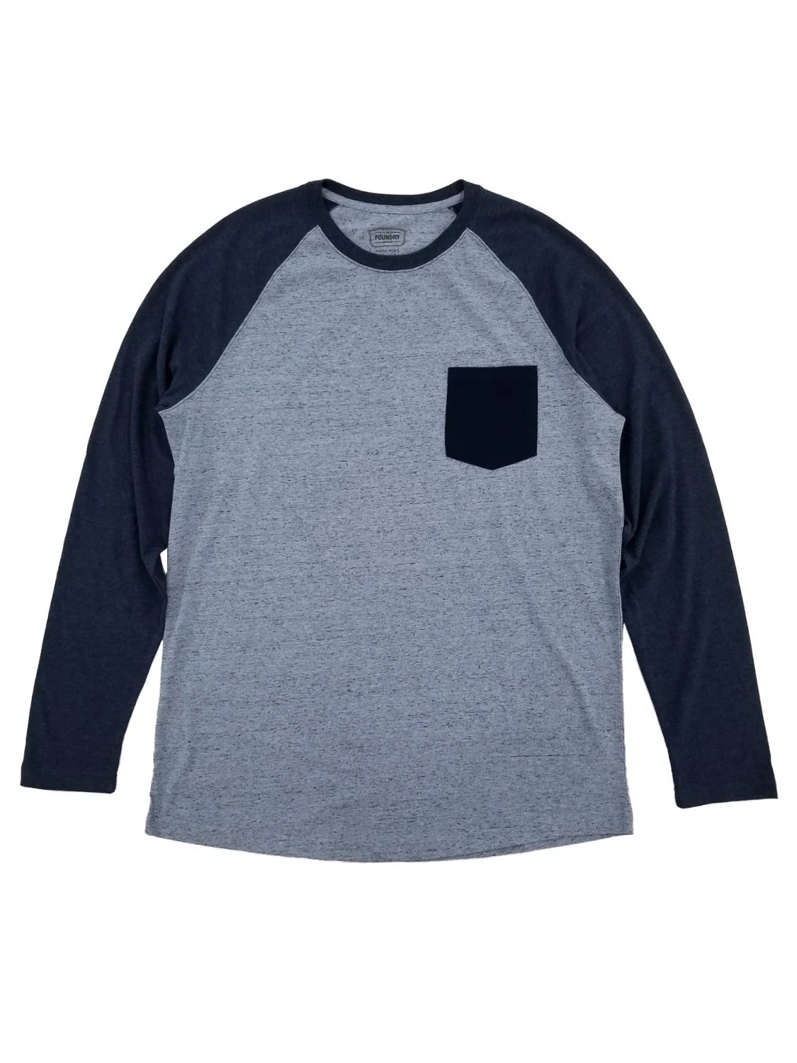 The Foundry Mens Big & Tall Blue Snow Crew Neck Long Sleeve Raglan