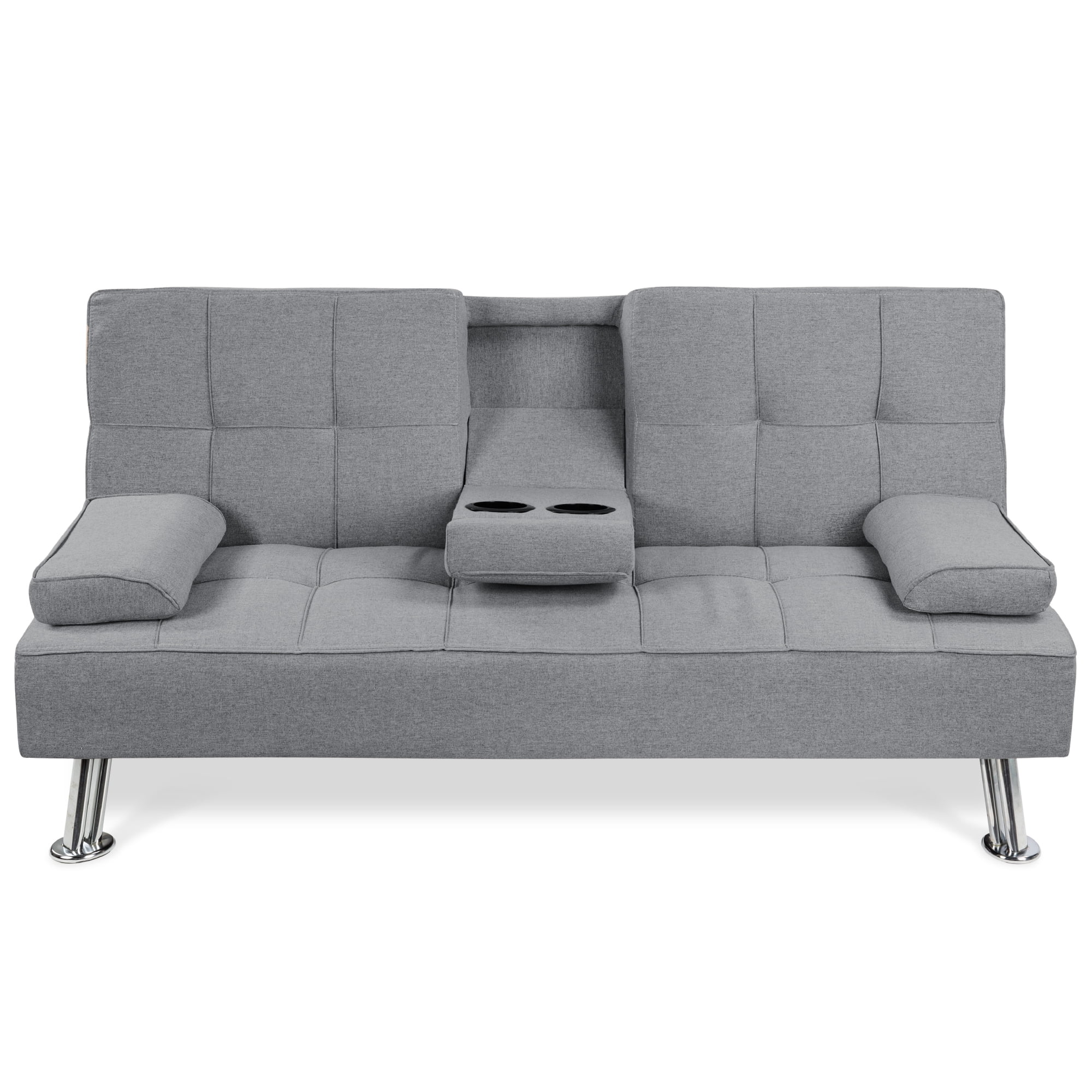 Best Choice Products Modern Linen Convertible Futon Sofa Bed w/ Metal