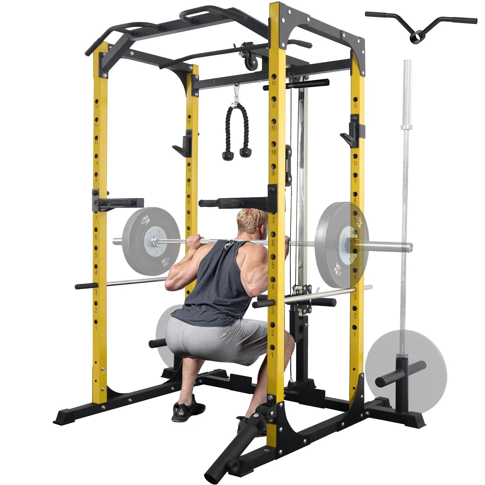 ELEVTAB Power Rack Cage with LAT Pulldown System,1200LBS Capacity Power