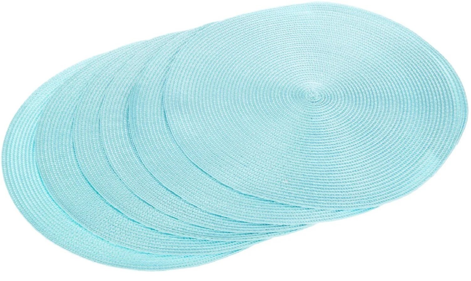 Set of 6 Light Aqua Blue Round Woven Table Placemats 14.75"