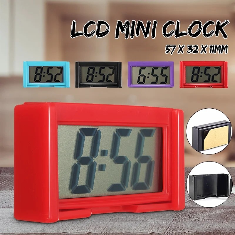 Mini Size LCD Clock Automotive Digital Clock SelfAdhesive Stick On