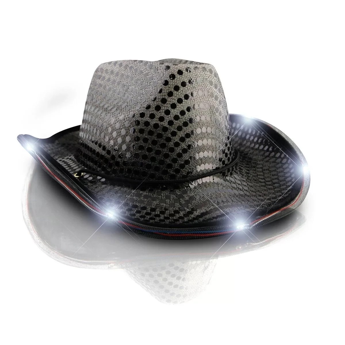 BLACK LIGHT UP COWBOY HAT