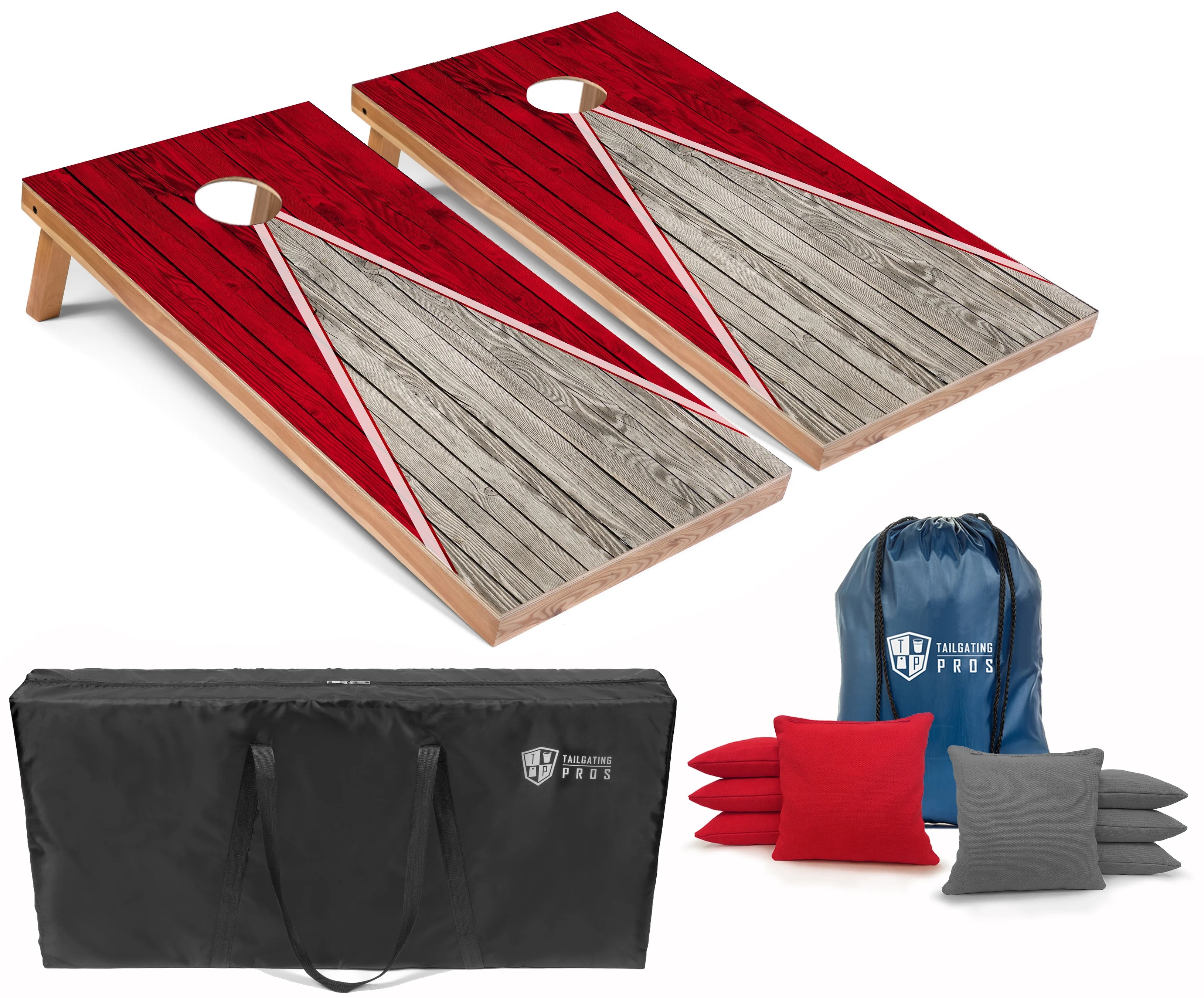 Tailgating Pros Pyramid Cornhole Board Set w/ Bean Bags and Carrying Case 4'x2' Regulation