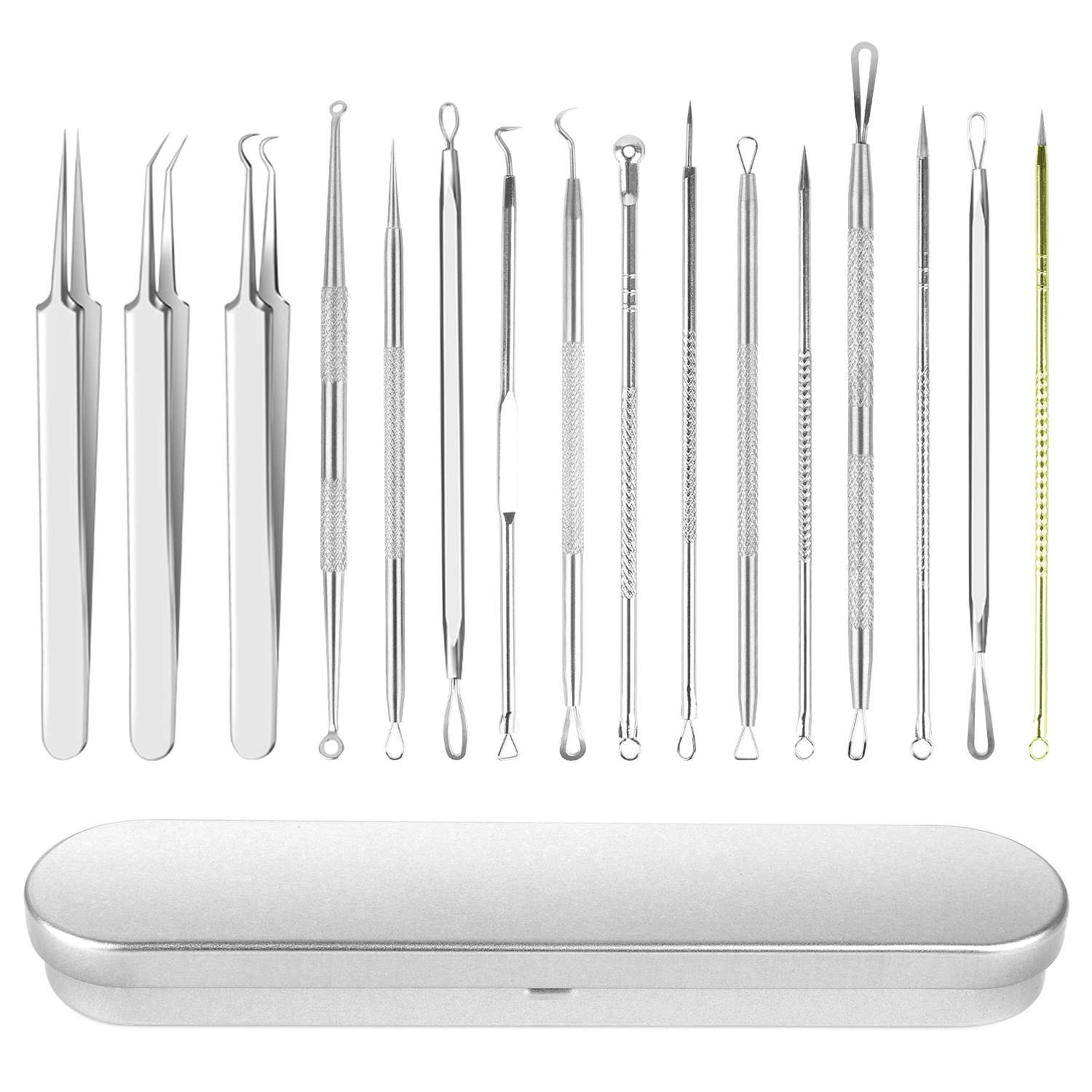 15Piece Blackhead Removal Kit, Pimple Popper Tool Kit Acne Tool