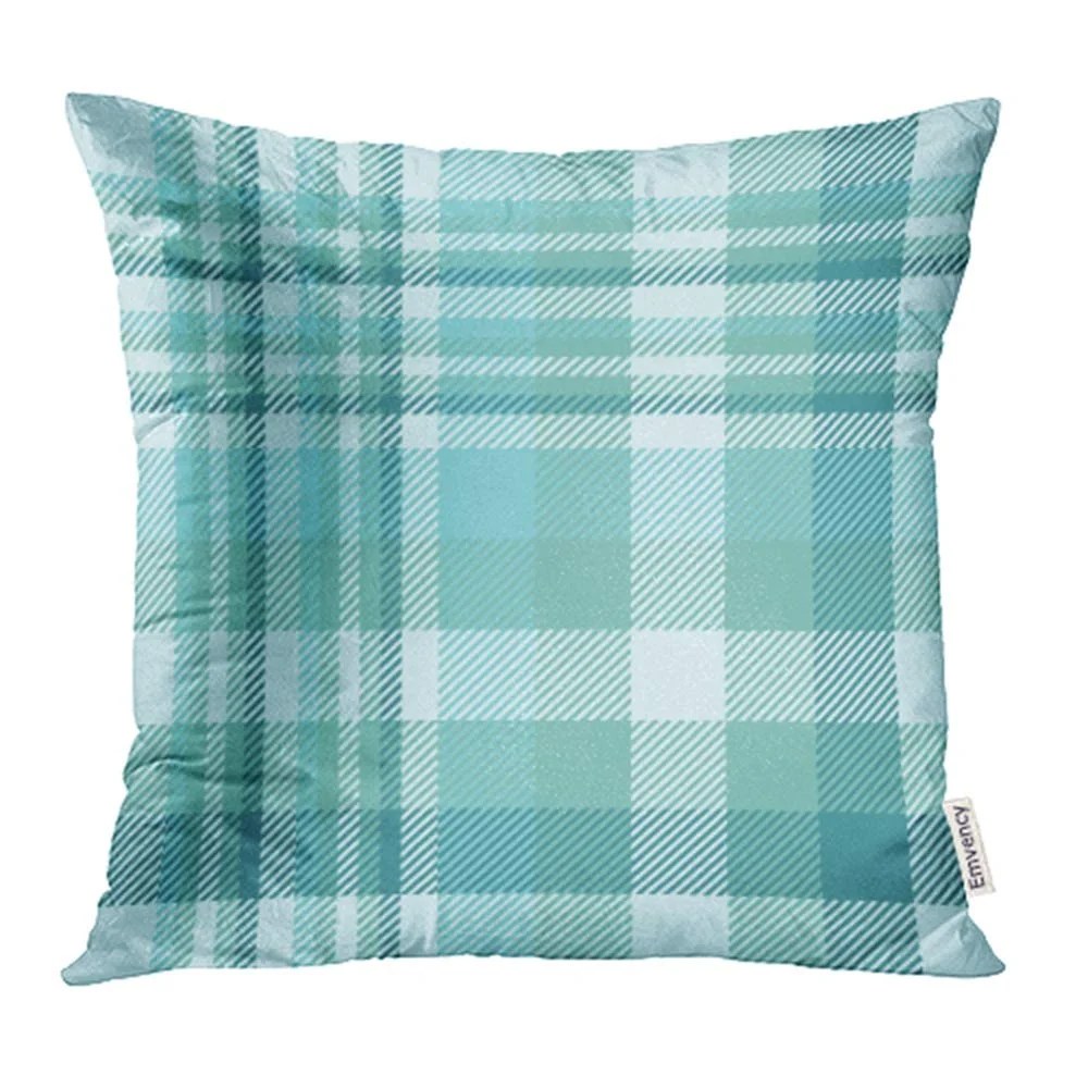 YWOTA White All Tartan Plaid Traditional Checkered in Shades of Teal