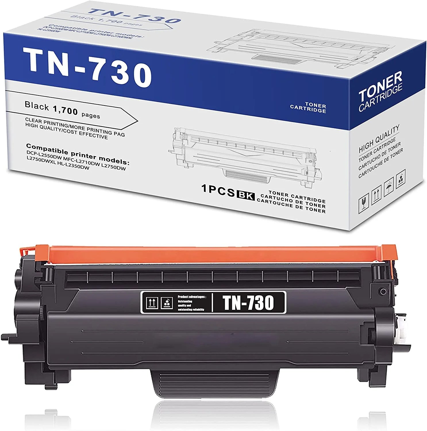 TN730 Black Toner Cartridge Replacement for Brother DCPL2550DW MFC