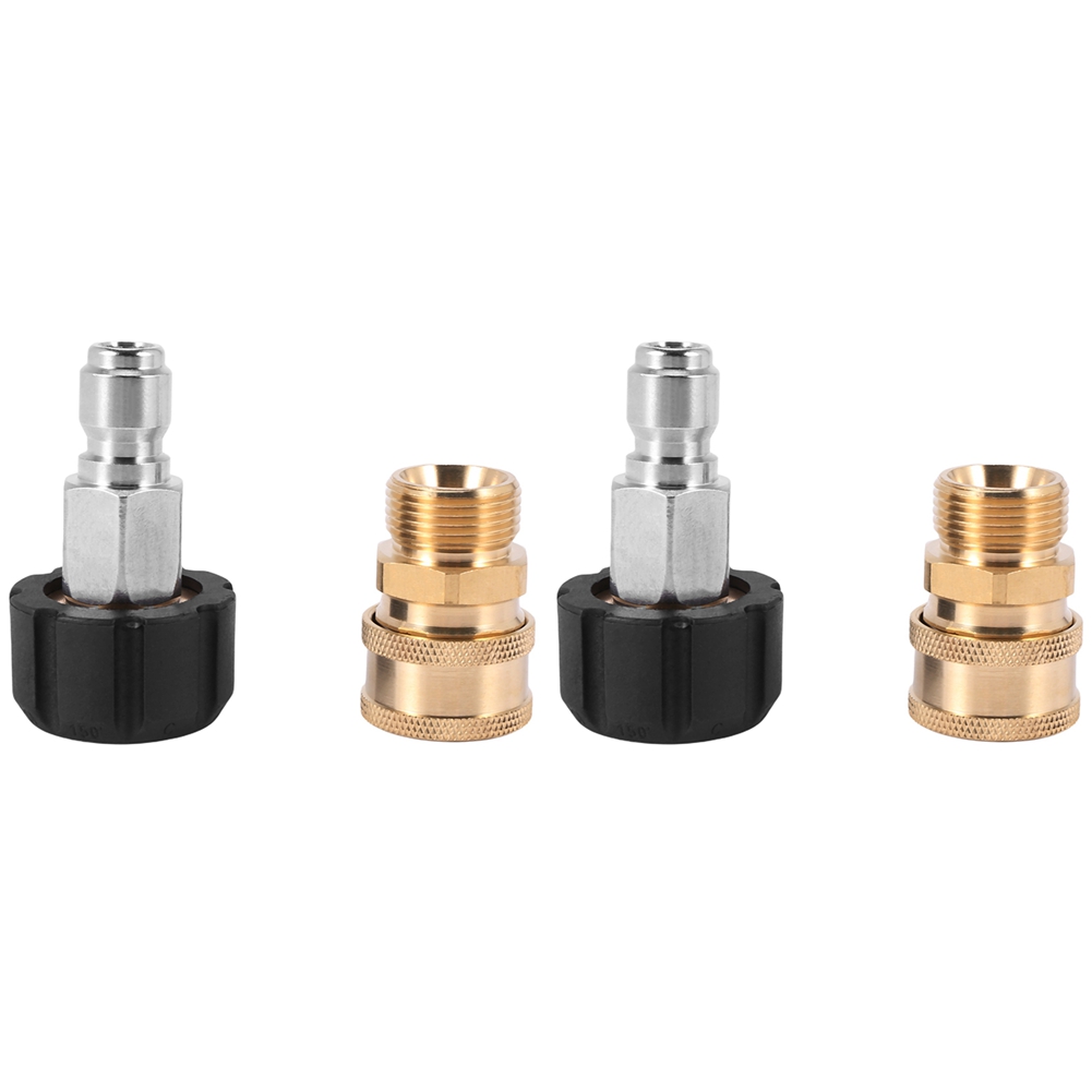 4x Pressure Washer Adapter Set, Quick Connect Washer Wand, M22 14mm to