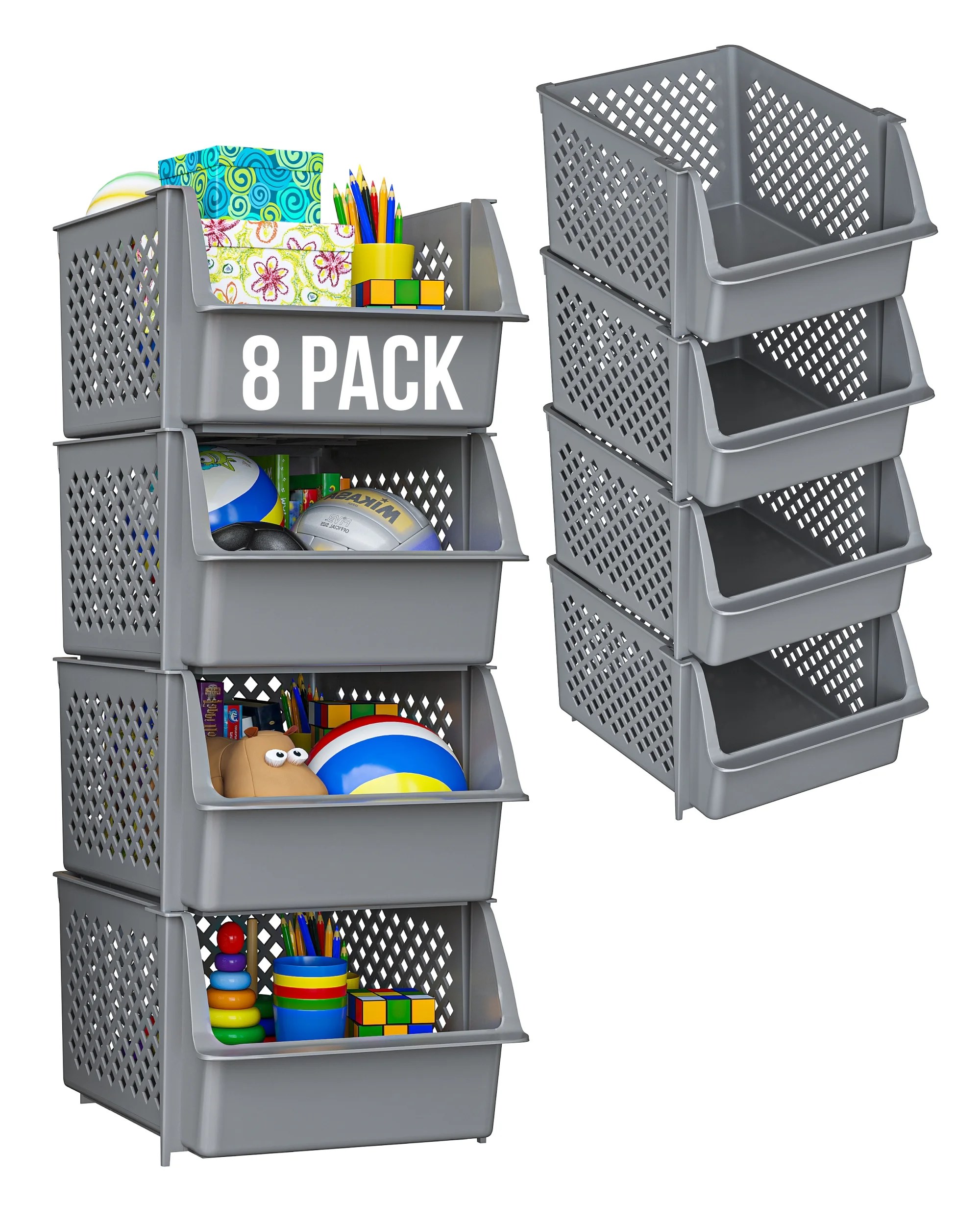 Skywin Plastic Stackable Storage Bins for Pantry Stackable Bins For