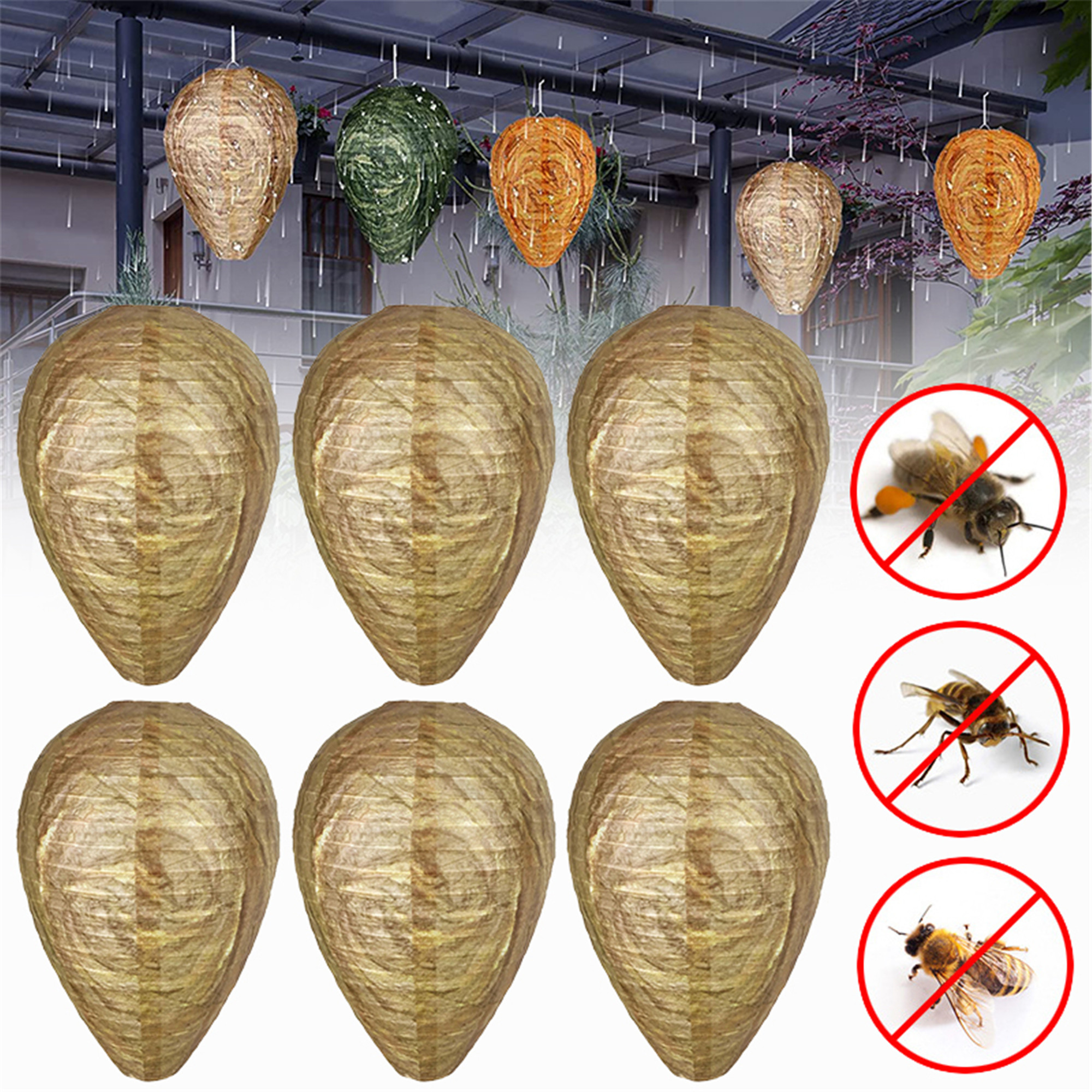 Elbourn Wasp Nest Decoy Hanging Fake Wasp Nest Paper Decoy Deterrent