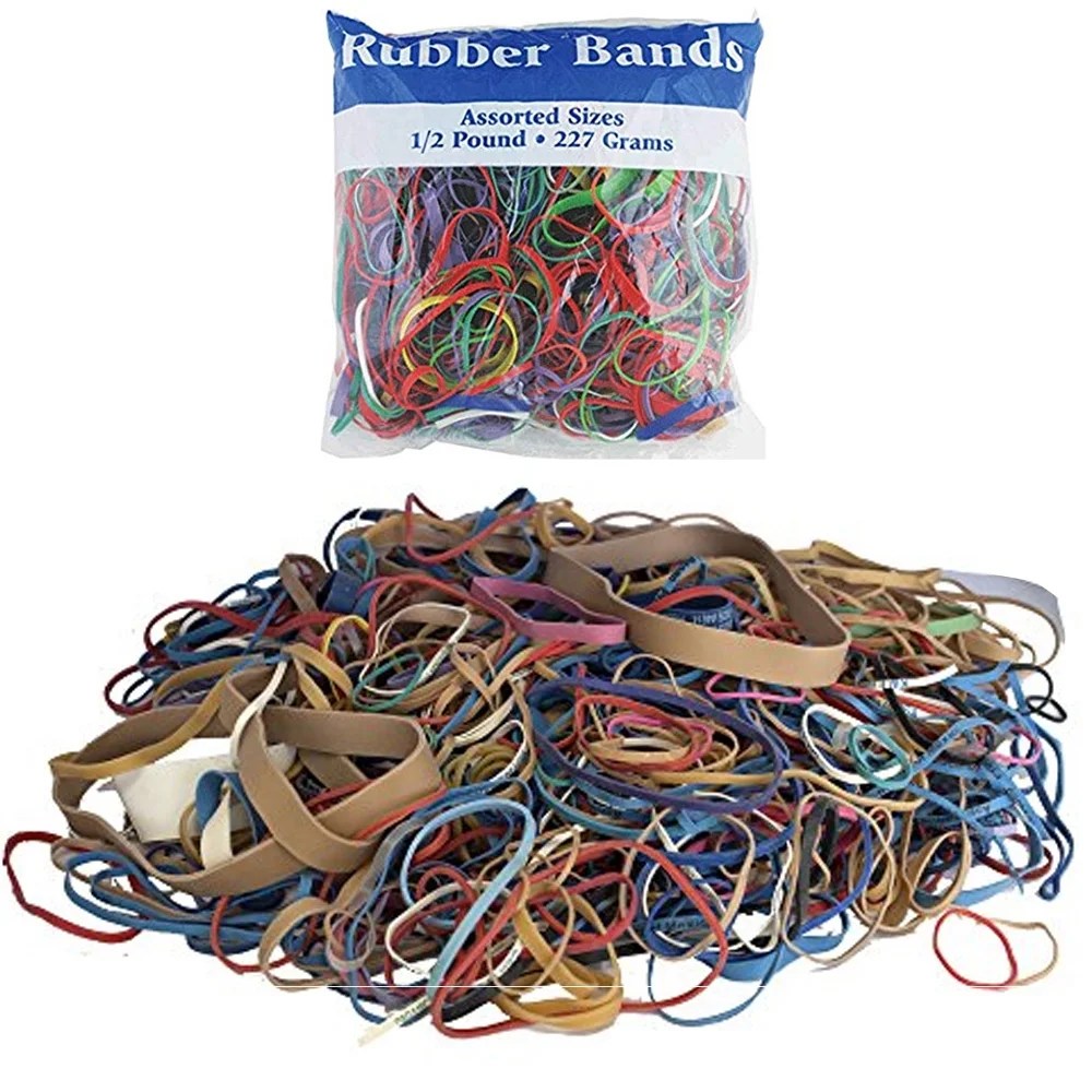24 Packs Bazic Rubber Bands Assorted 1/2 Half Pound 227g Multi Color