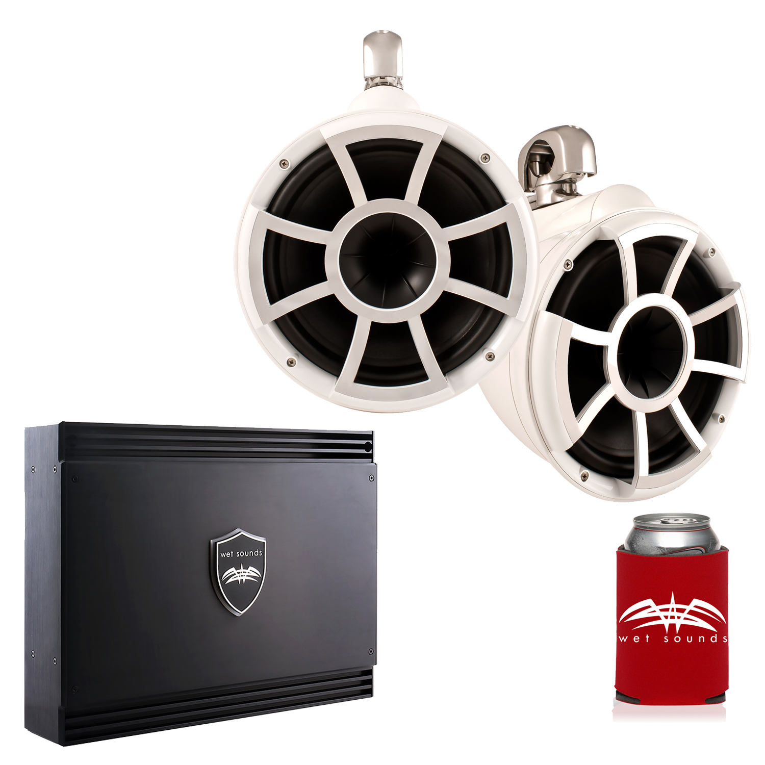 Wet Sounds REV10WSC White REV 10 Swivel Clamp Tower Speakers with Wet