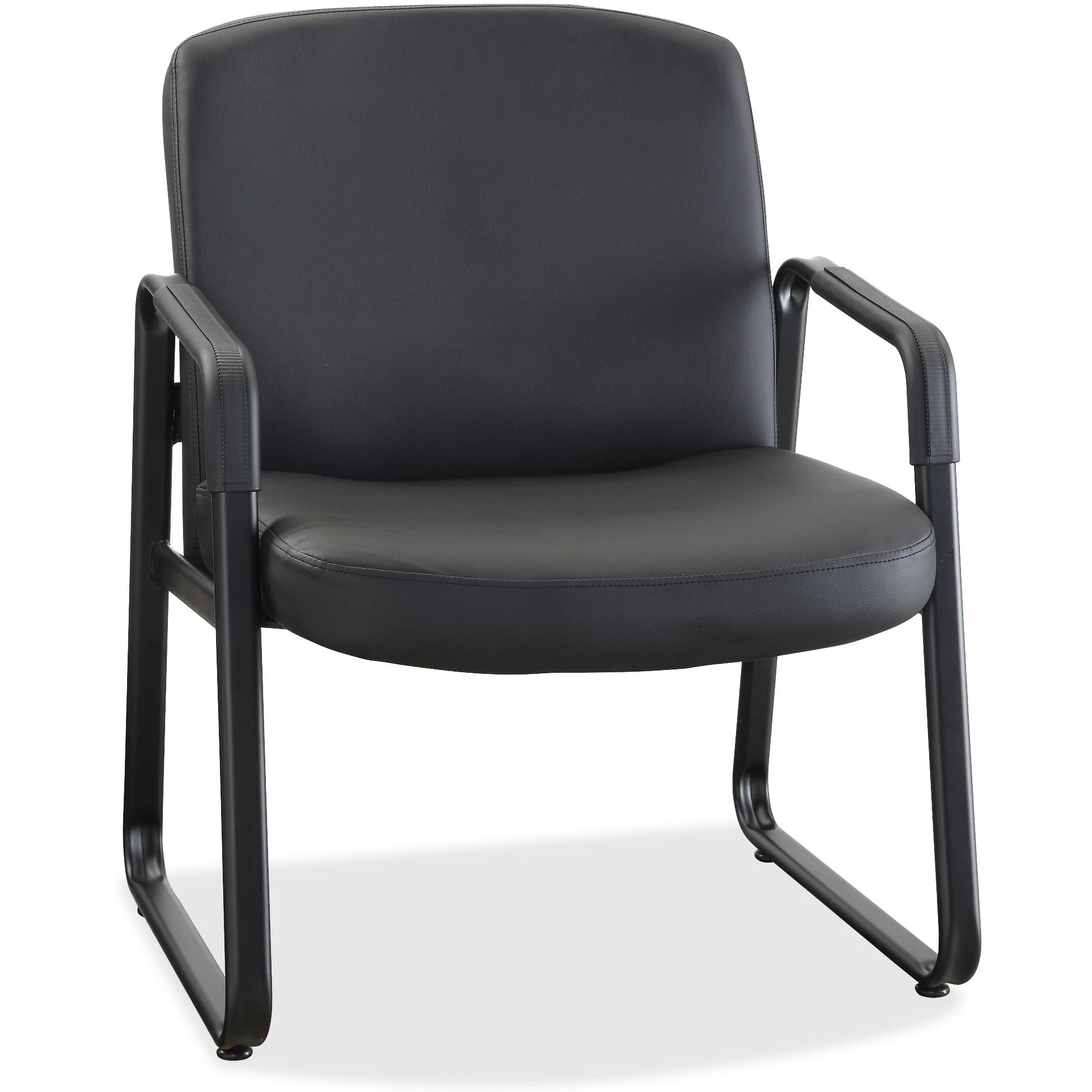 Lorell Big and Tall Leather Guest Reception Chair, with Arms, Metal