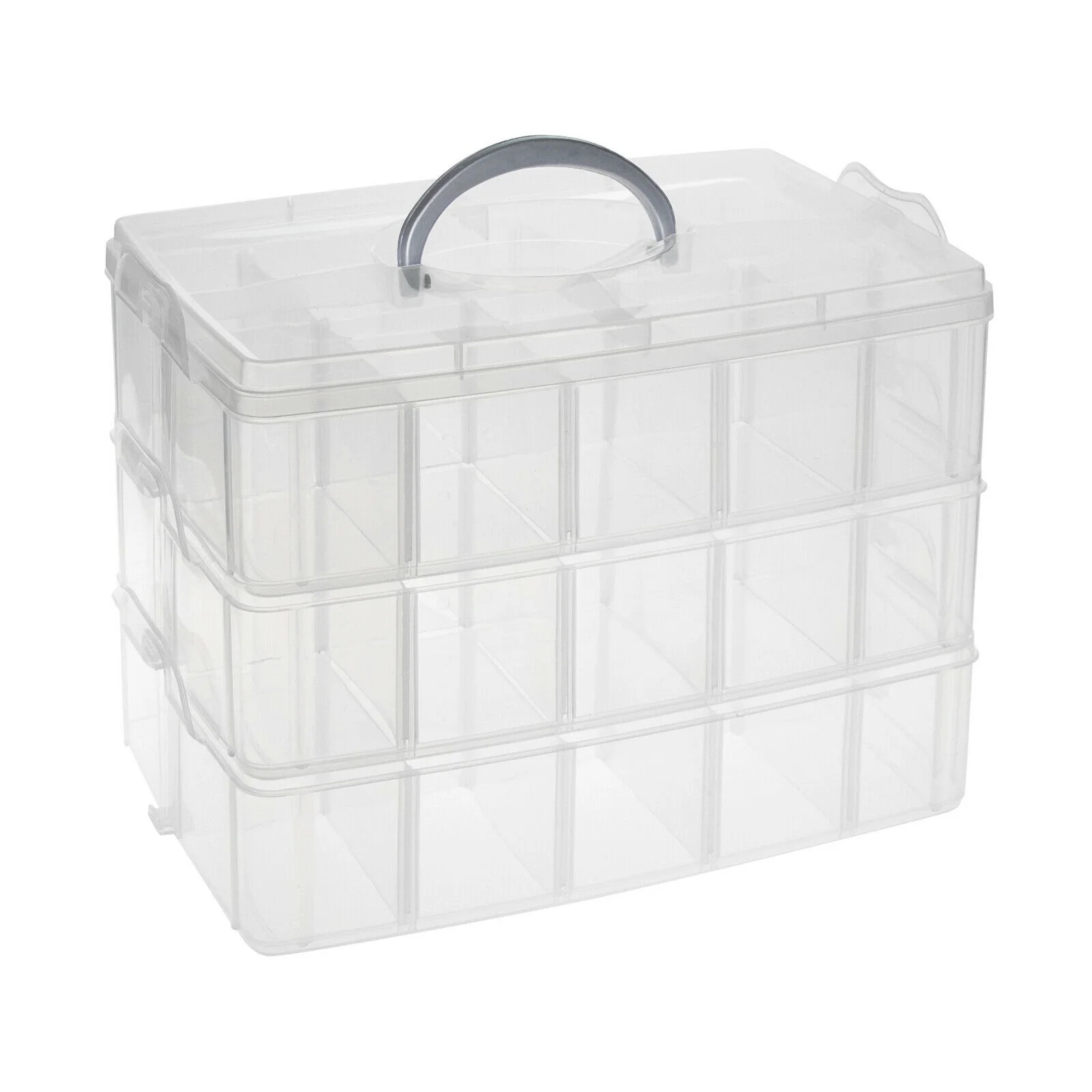 3Tier Stackable Plastic Craft Box Organizer Storage Container w/ 30