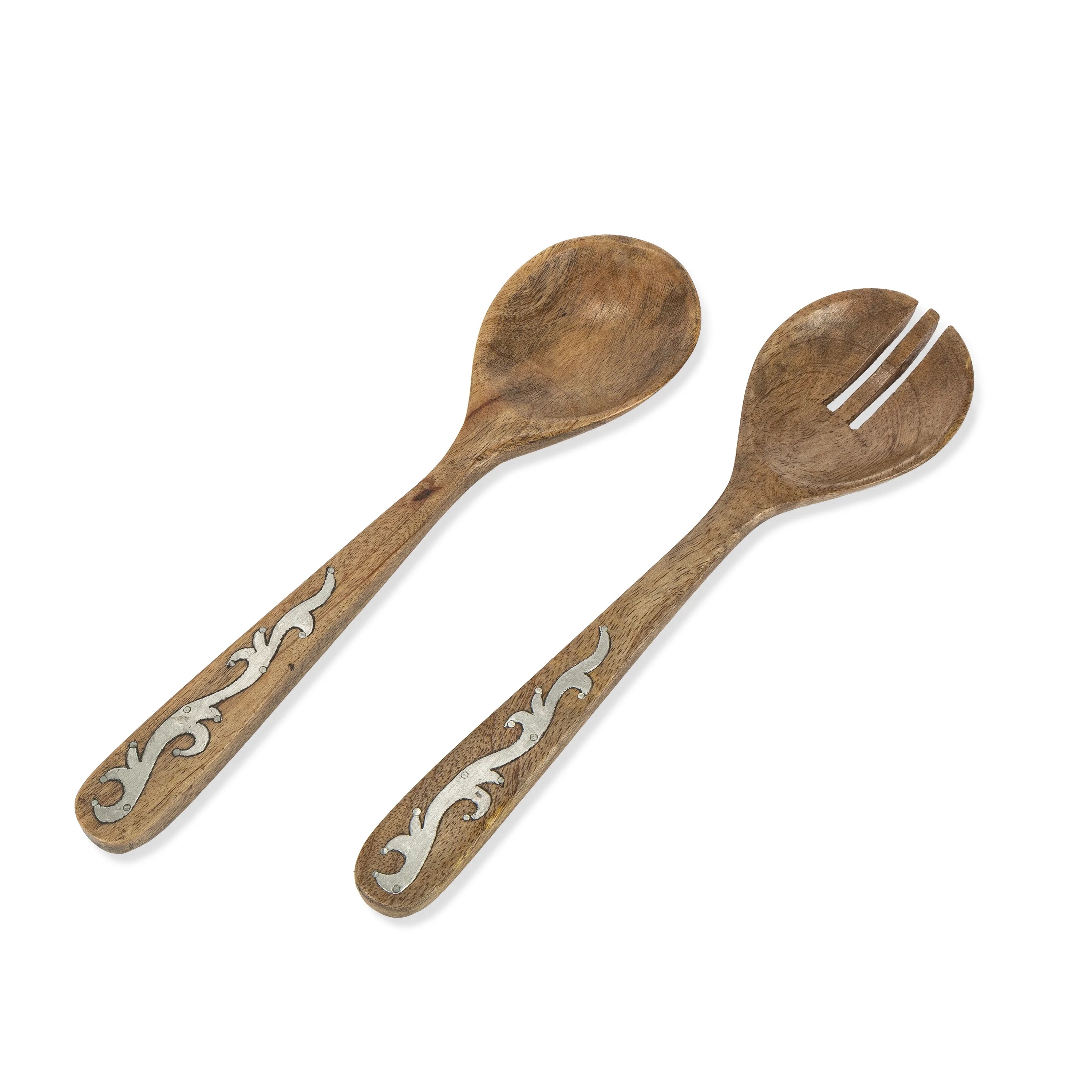 Gerson Mango Wood with Metal Inlay Heritage Serving Utensils.