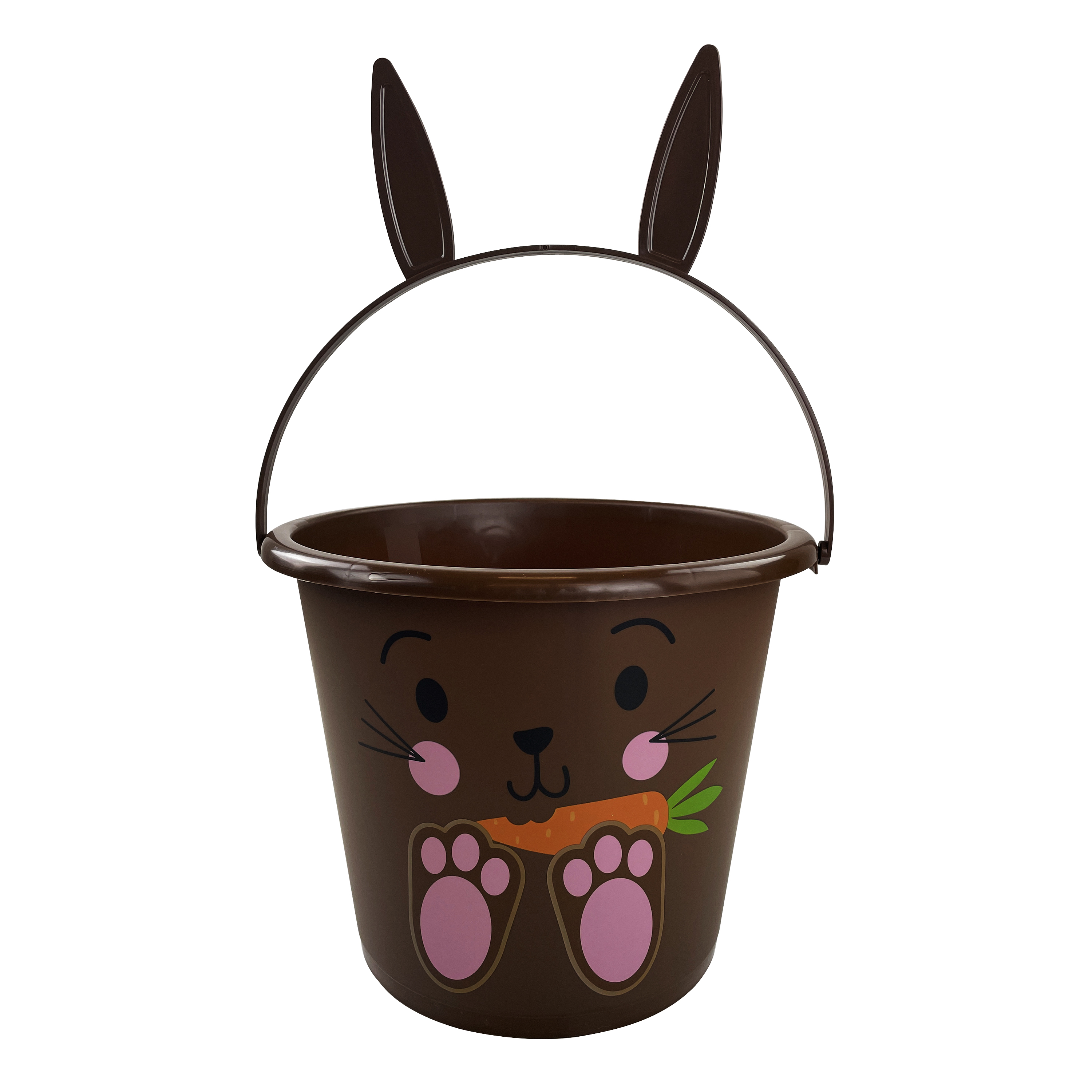 Way to Celebrate Easter 5Quart Plastic Bucket, Rabbit Handle, Brown