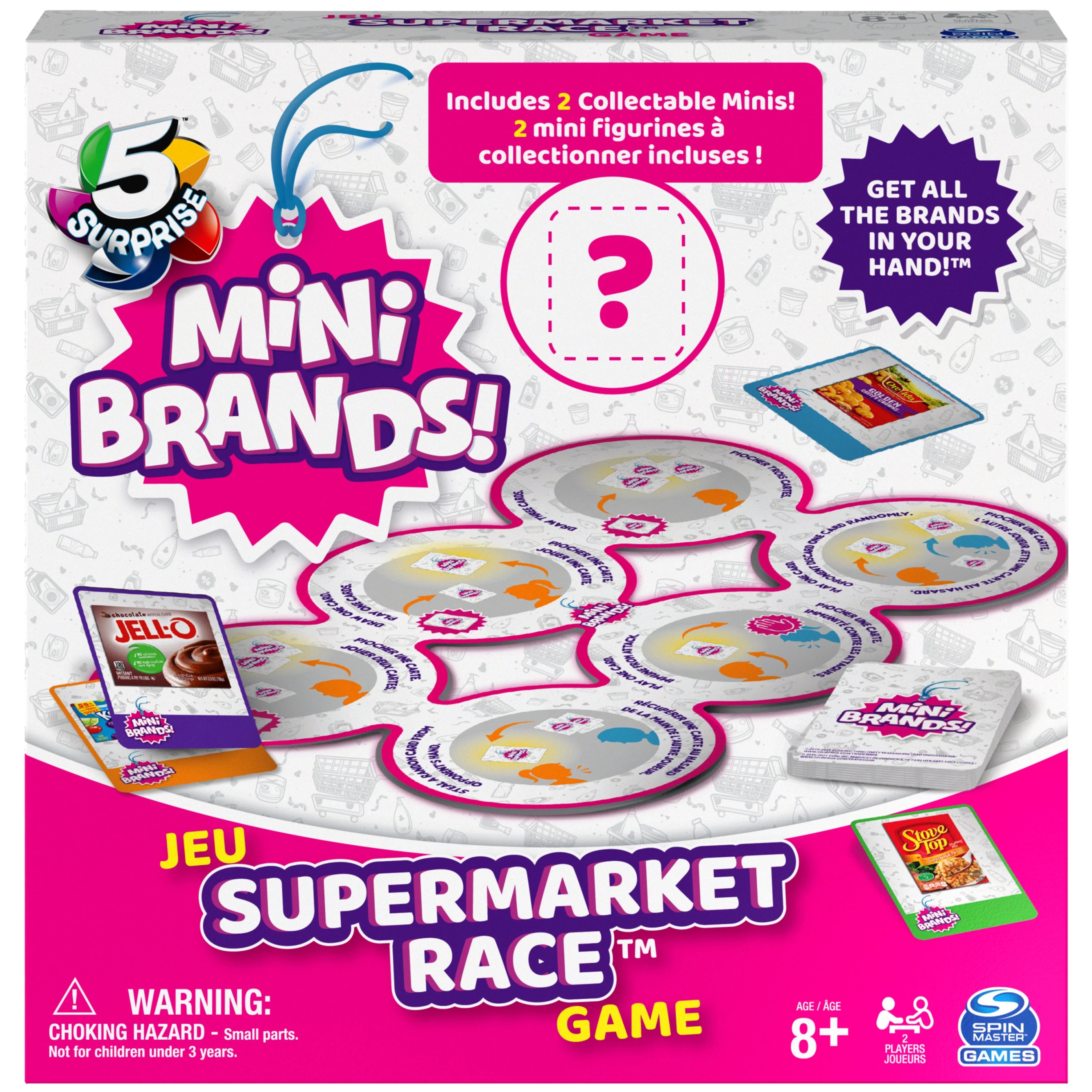 5 Surprise Mini Brands Supermarket Race Board Game by Spin Master, with