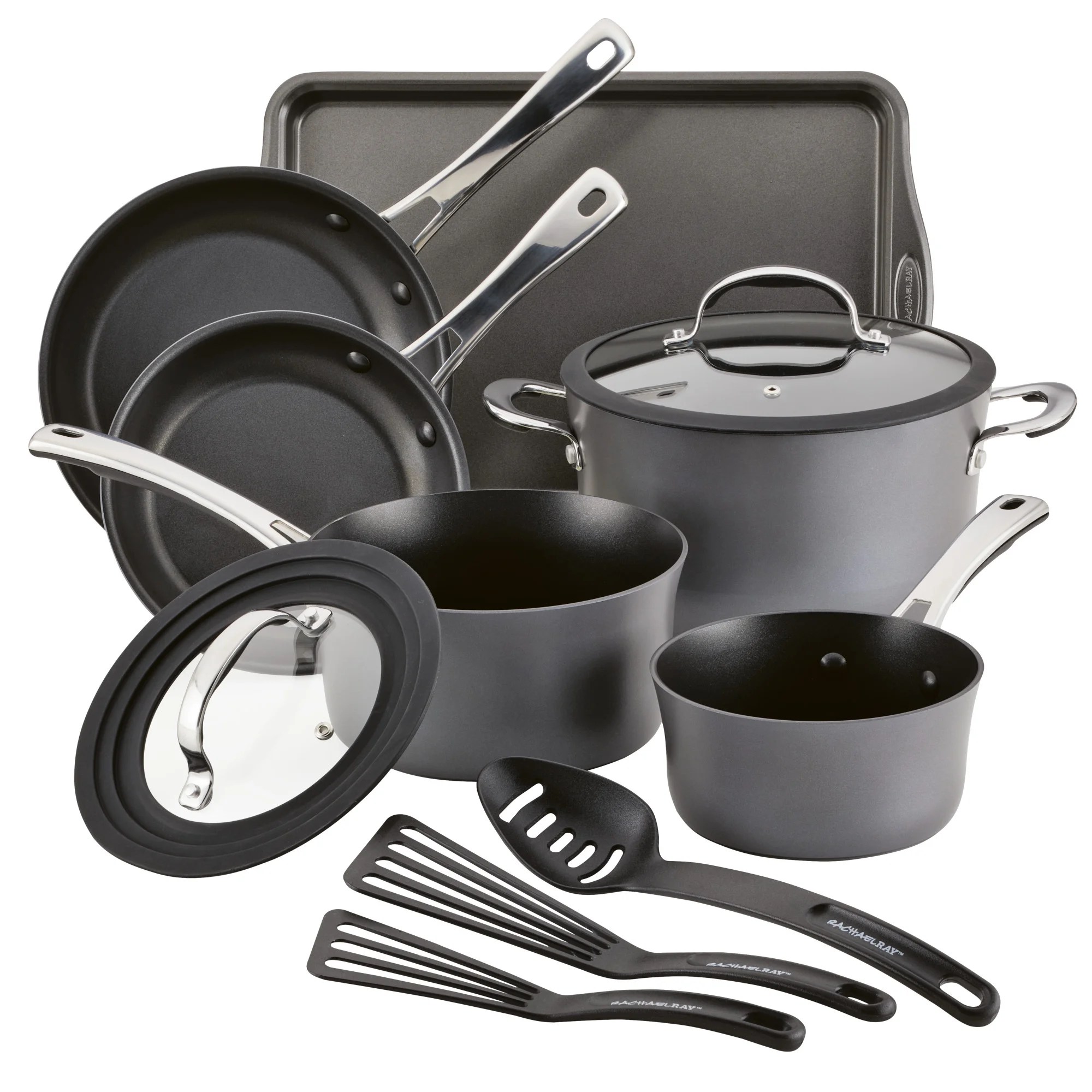 Rachael Ray Cook + Create Hard Anodized Nonstick Cookware Set, 11Piece