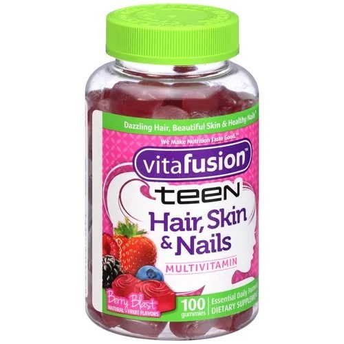 Vitafusion Teen Hair, Skin & Nails Multivitamin Gummies, Berry Blast