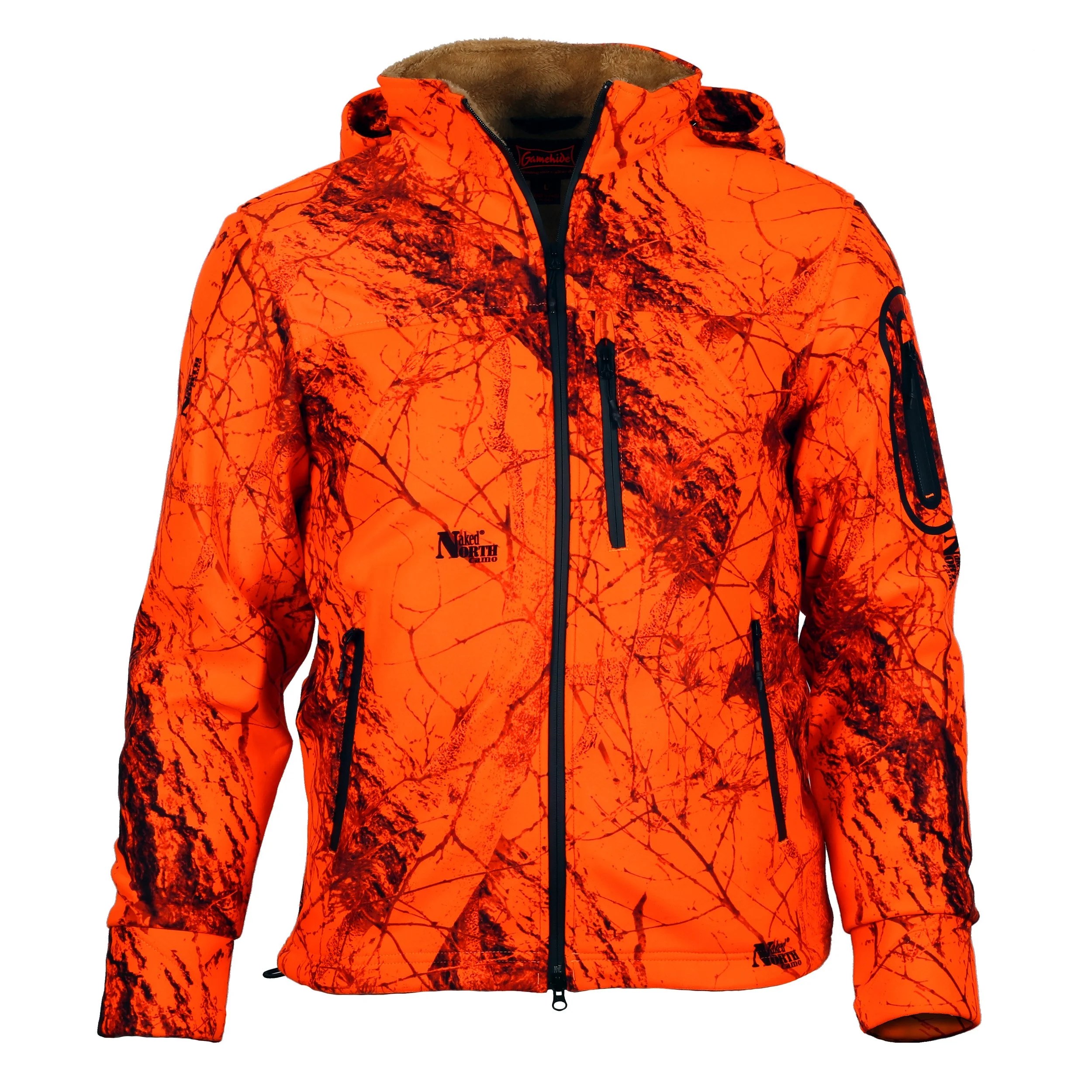 Gamehide Jacket Whitetail Deer Hunting Velour Fleece Orange Camo XL