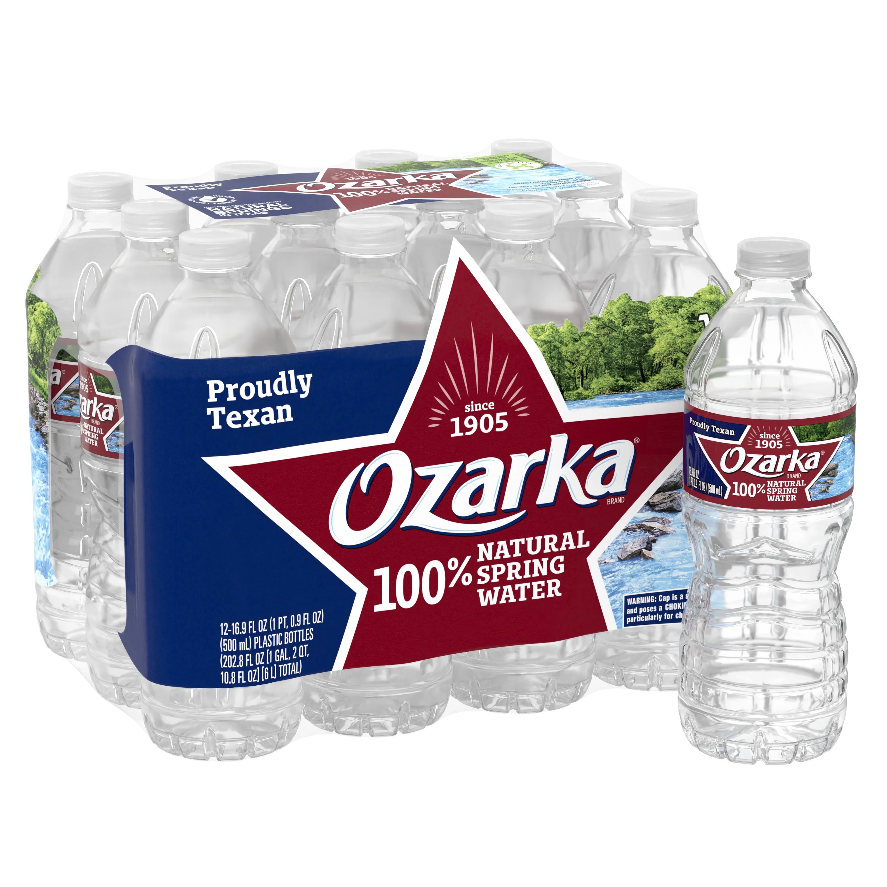 OZARKA Brand 100 Natural Spring Water, 16.9ounce plastic bottles