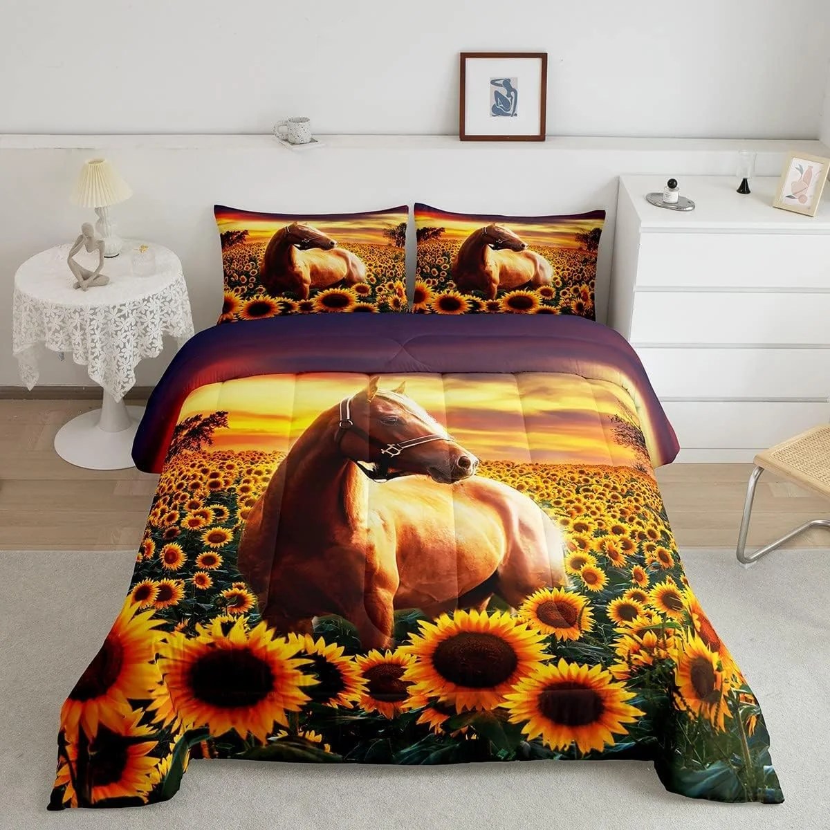 3D Horse Comforter Set for Kids Boys Wild Animal Down Comforter Girls
