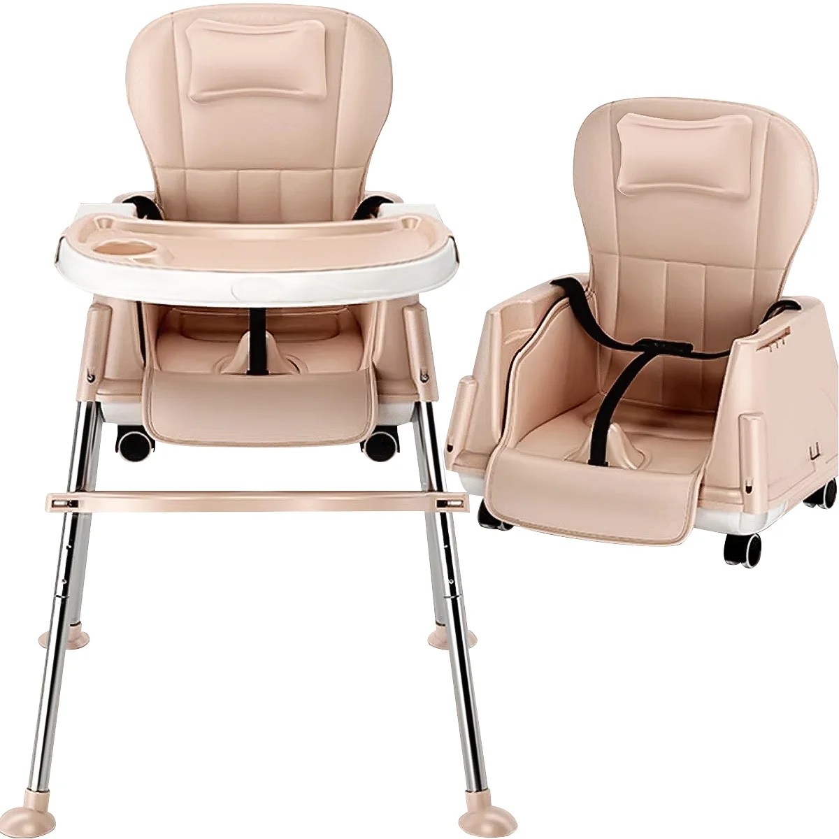 3in1 Adjustable Baby High Chair with Wheels, Baby Safe 3in1 Adjustable Baby High Chair with Wheels, Baby Safe